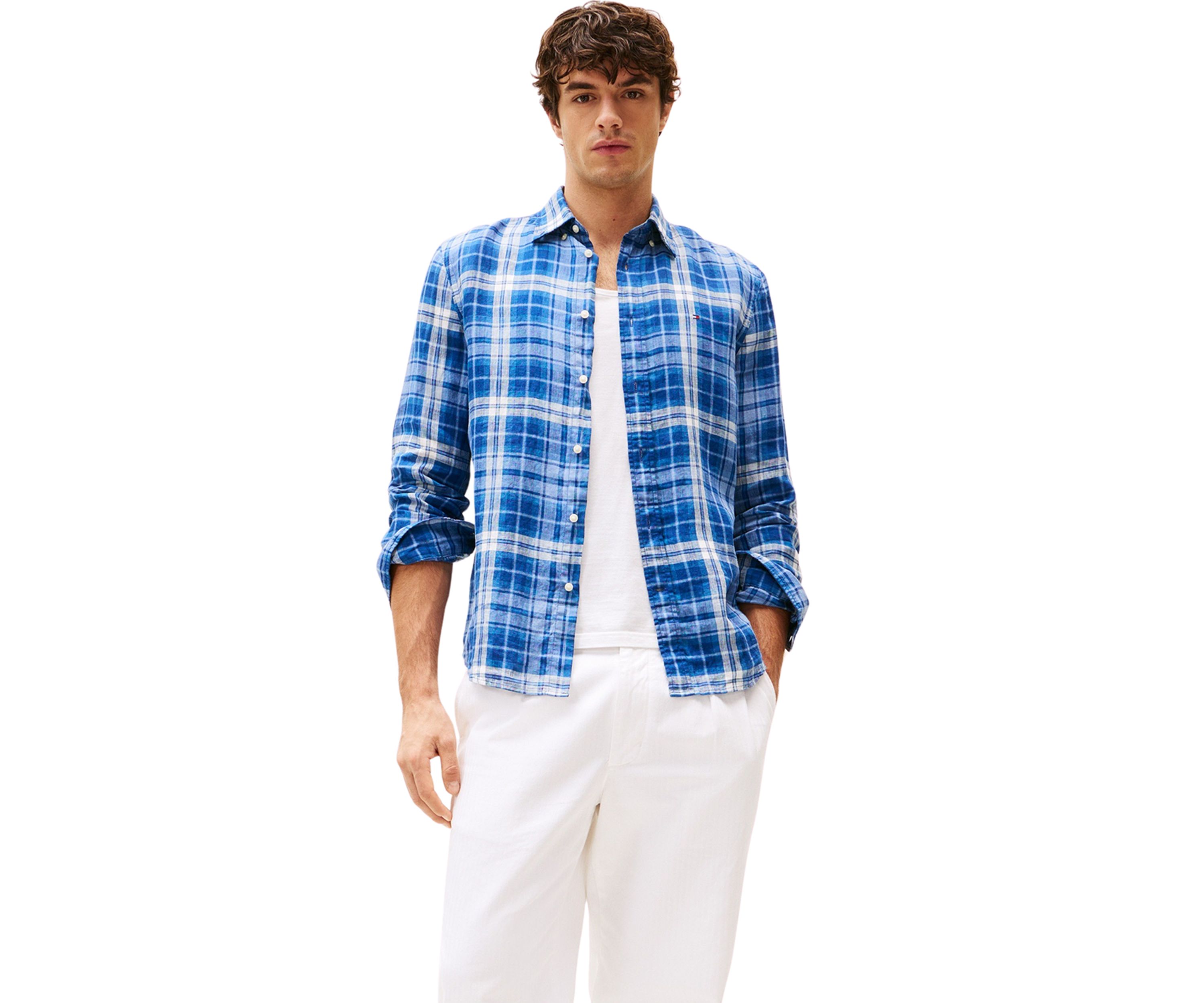 Regular Fit Check Printed Linen Shirt