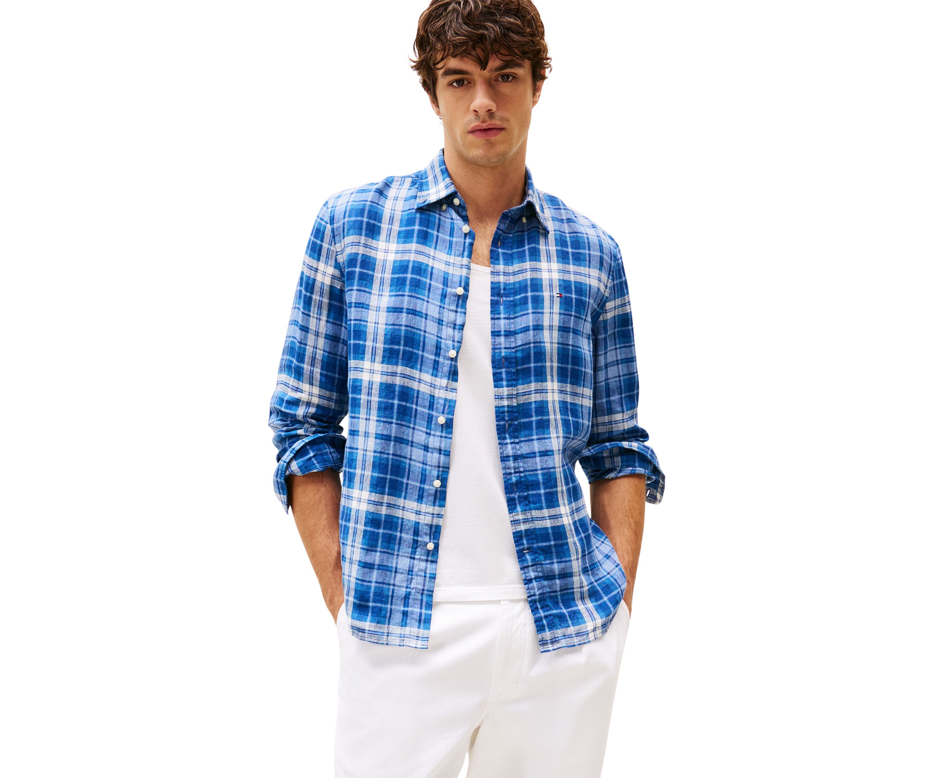 Regular Fit Check Printed Linen Shirt
