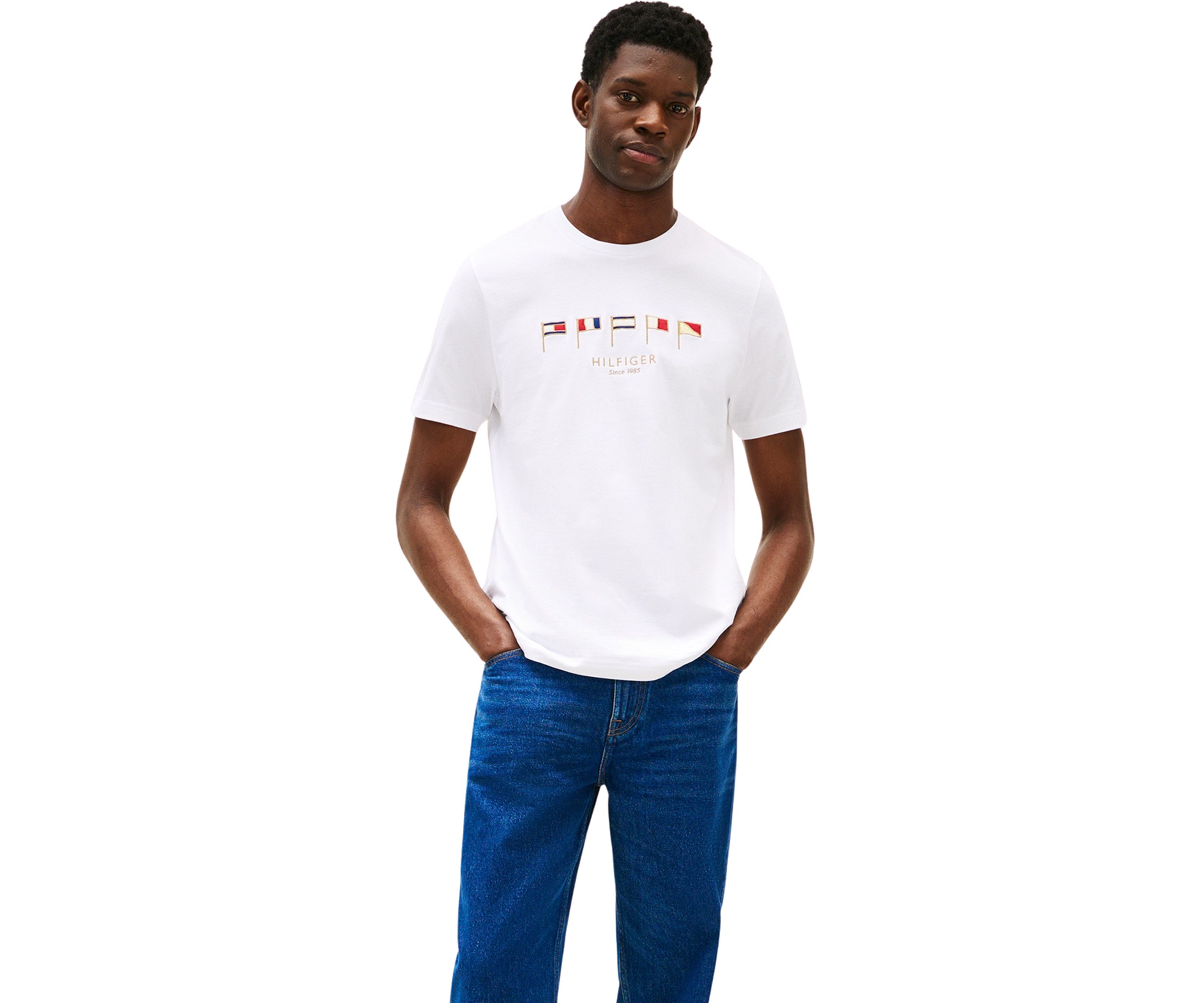 Mens Embroidered Nautical Flag T-Shirt