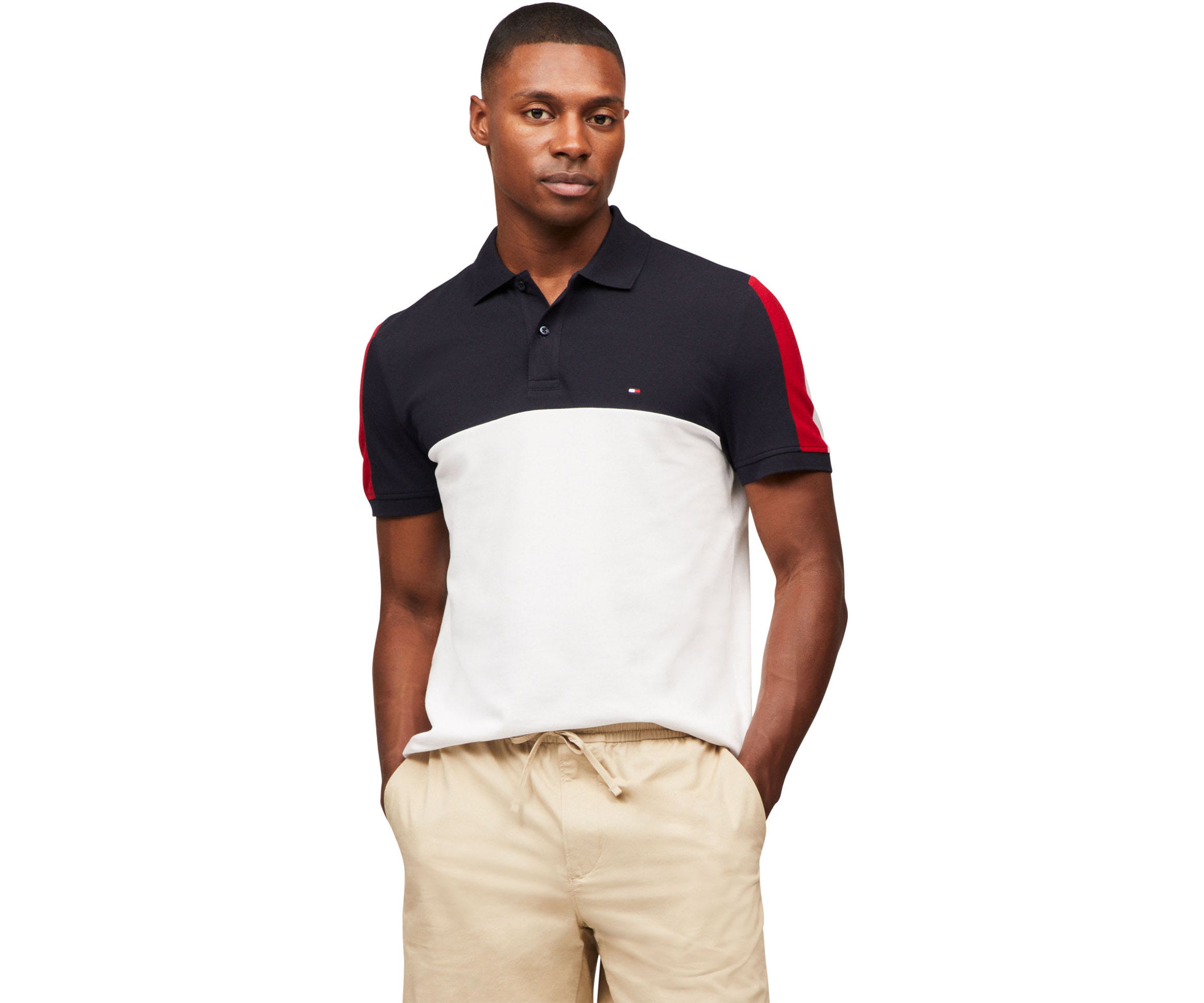 Mens Regular Fit Color Blocked Polo Shirt