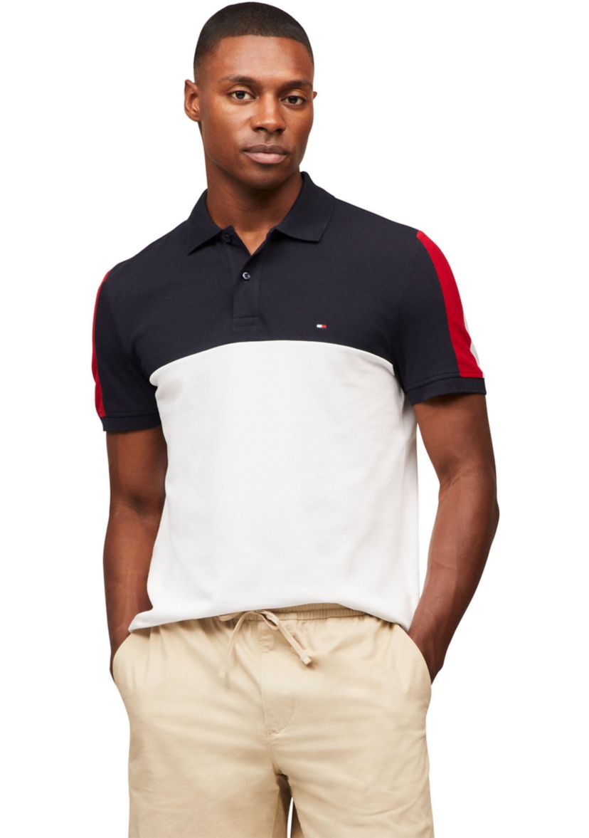 Mens Regular Fit Color Blocked Polo Shirt