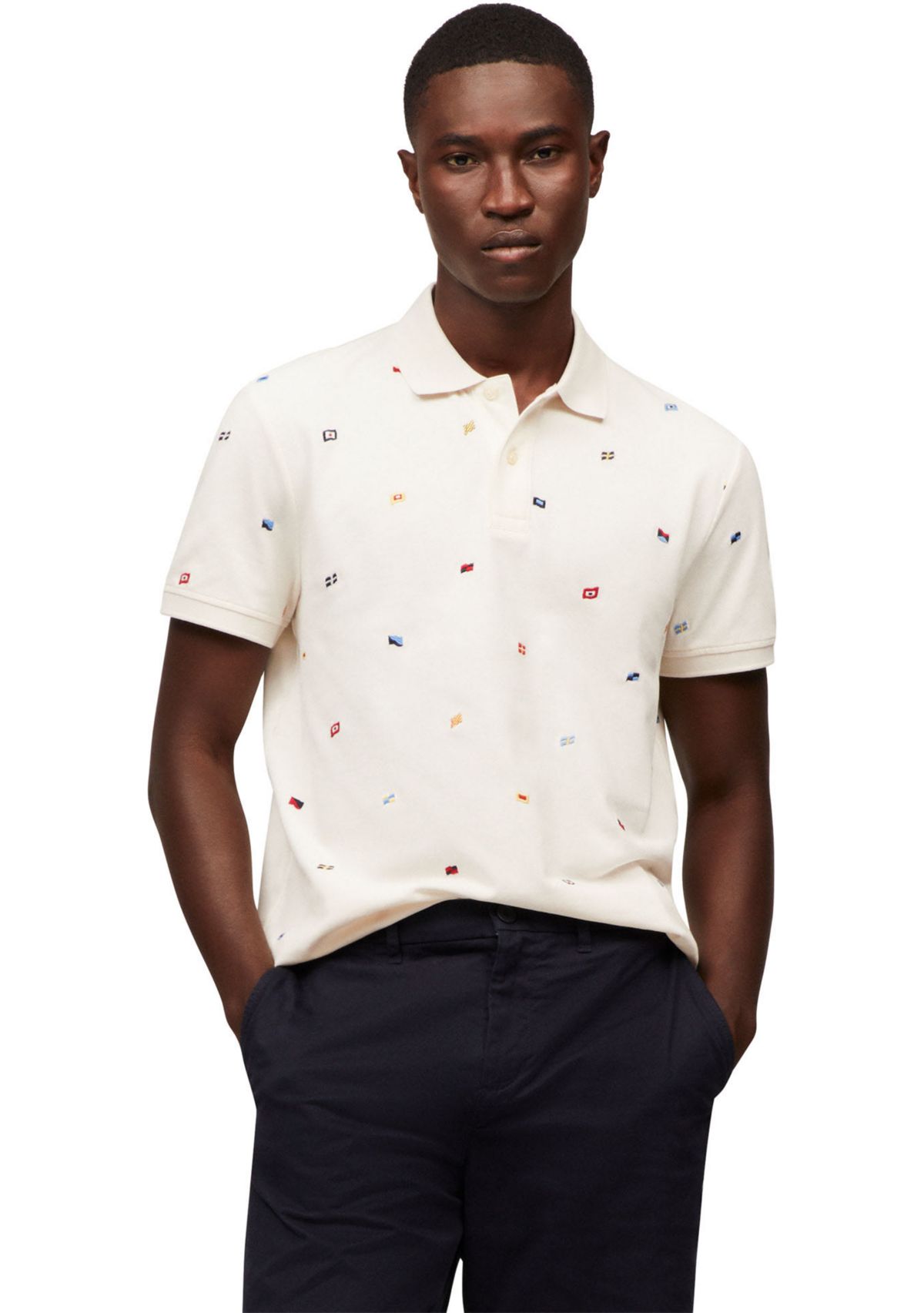 Mens Regular Fit Allover Flag Polo Shirt