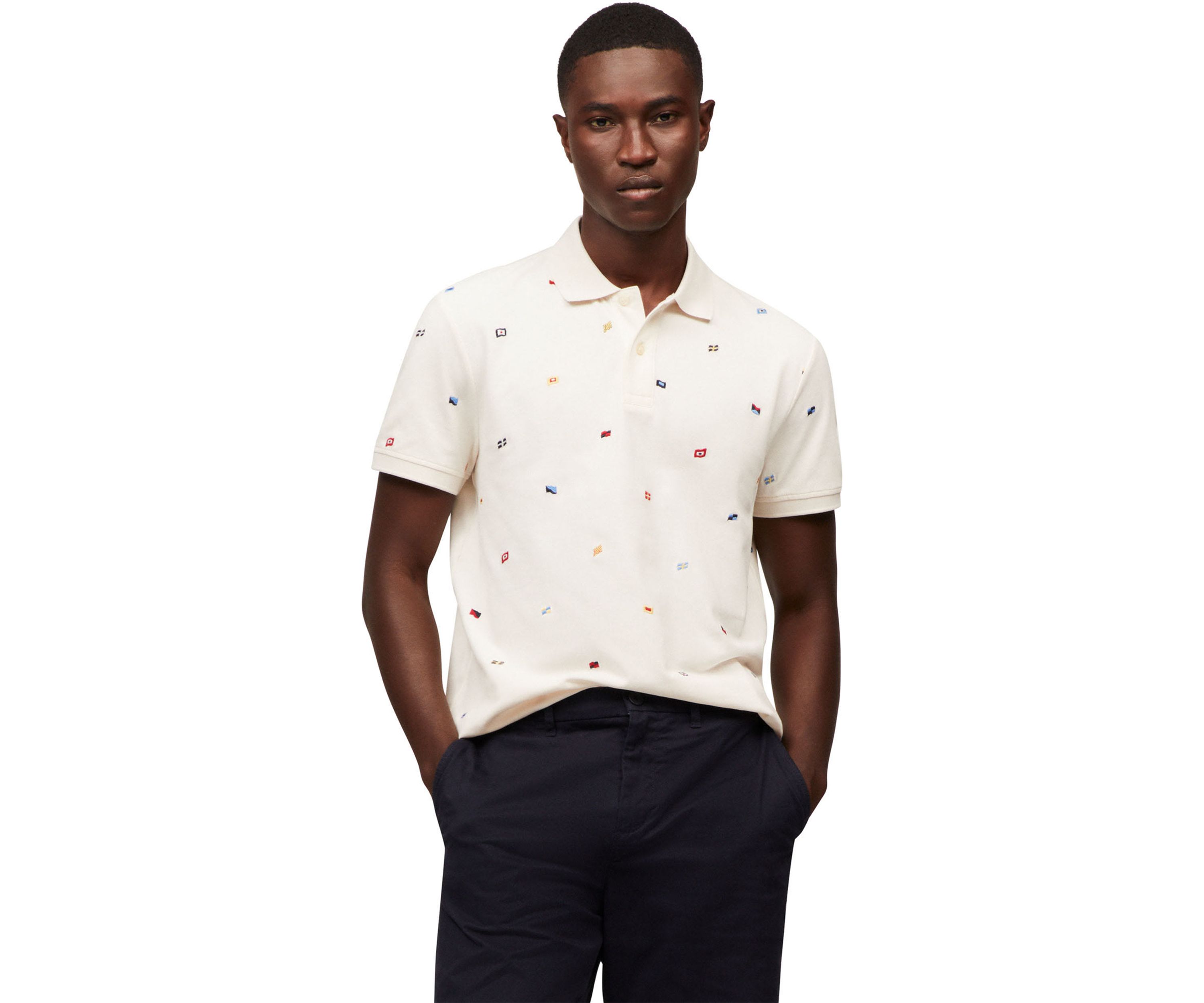 Mens Regular Fit Allover Flag Polo Shirt