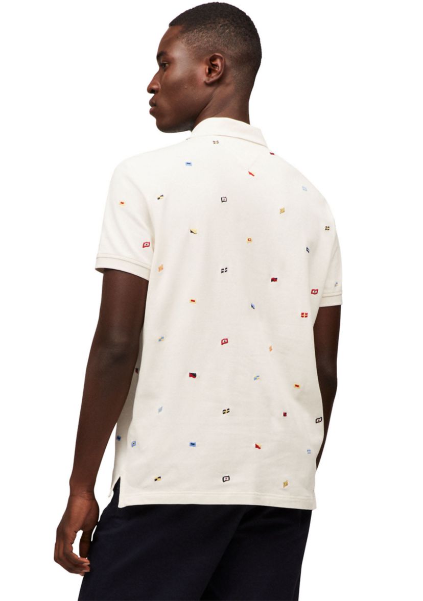 Mens Regular Fit Allover Flag Polo Shirt