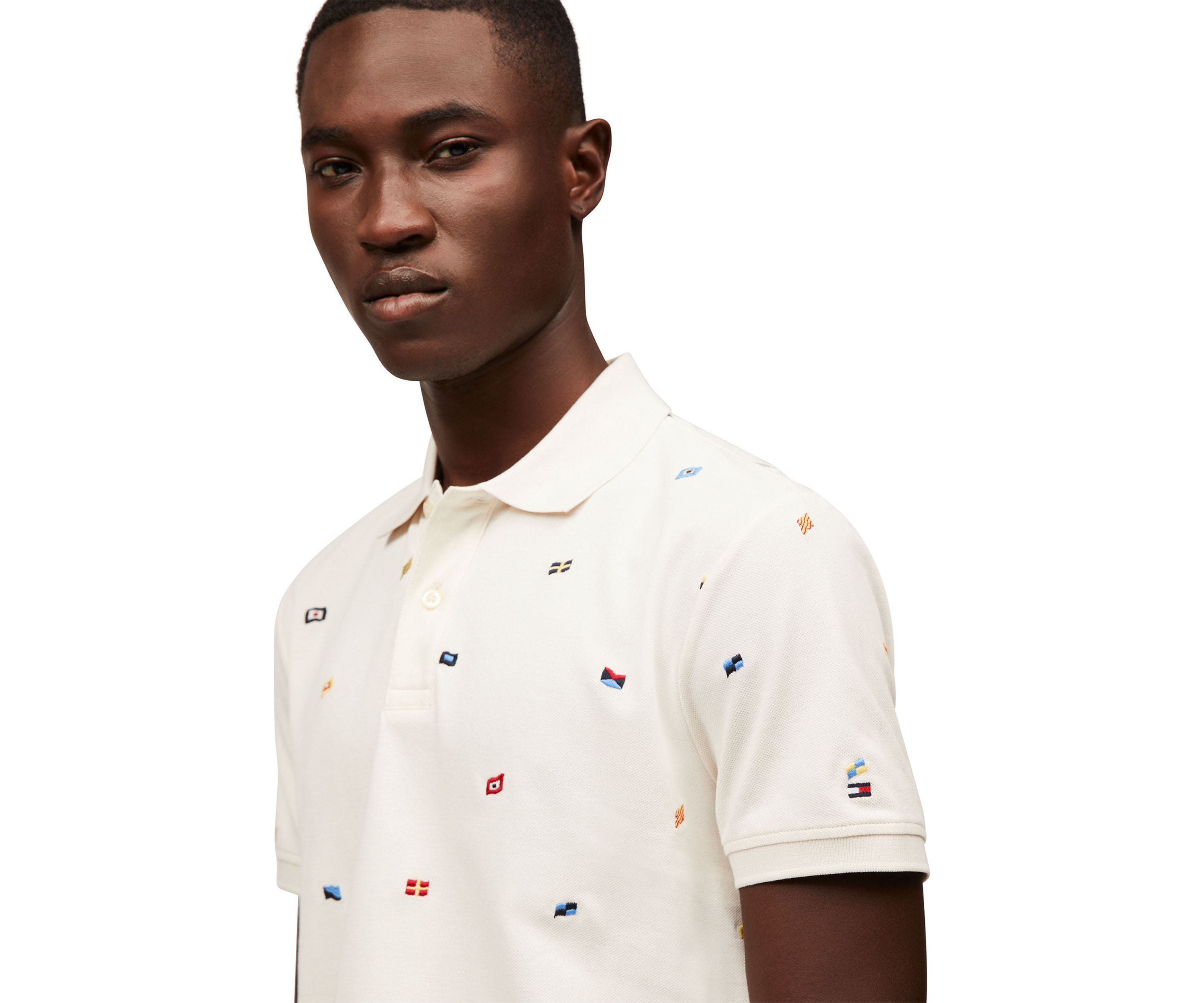 Mens Regular Fit Allover Flag Polo Shirt