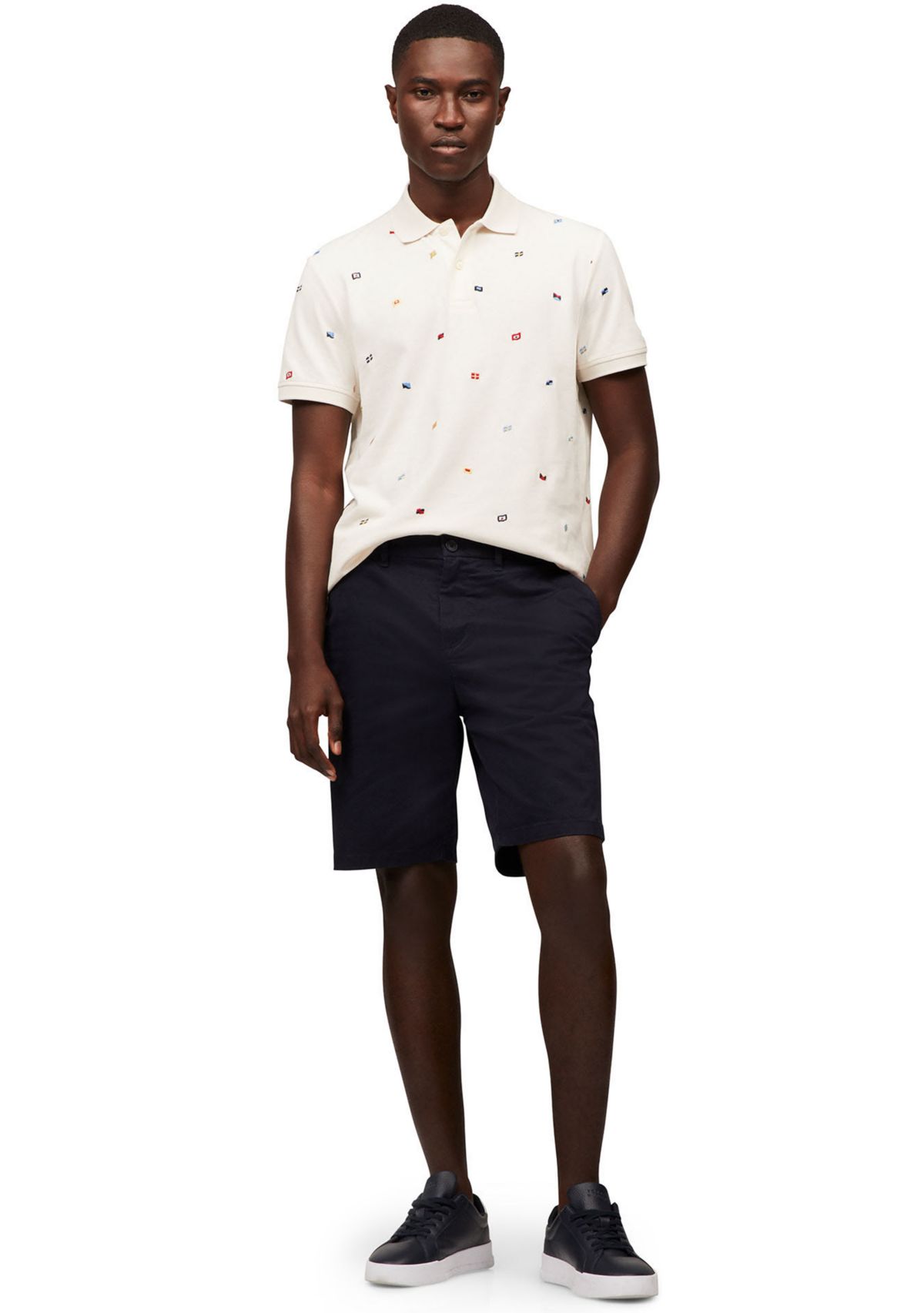 Mens Regular Fit Allover Flag Polo Shirt