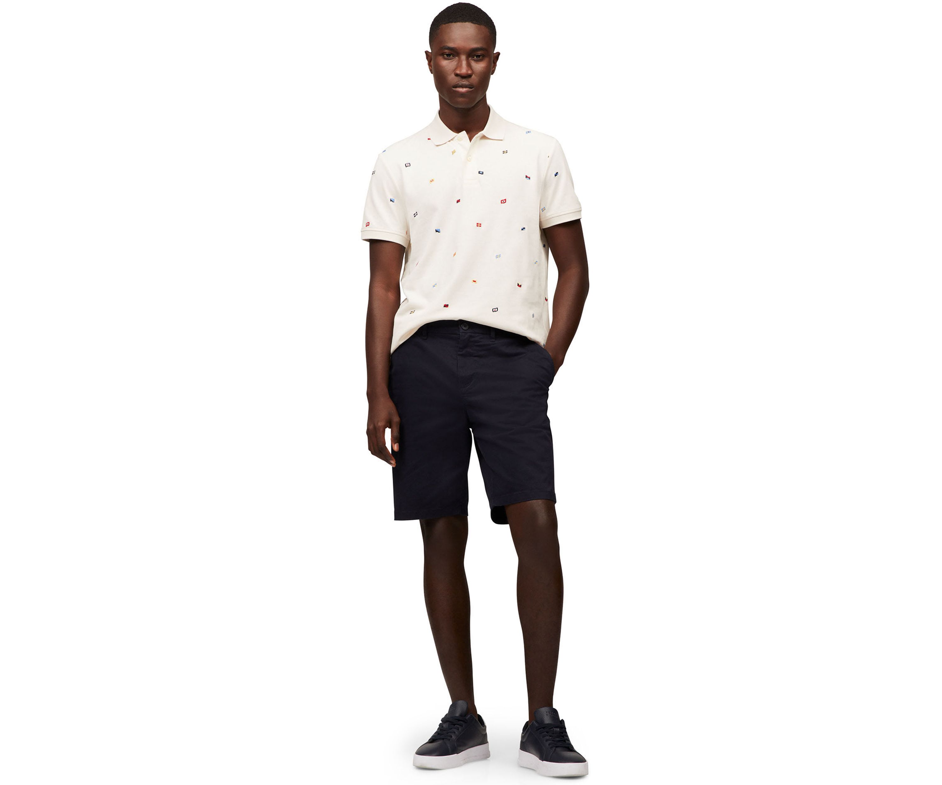 Mens Regular Fit Allover Flag Polo Shirt