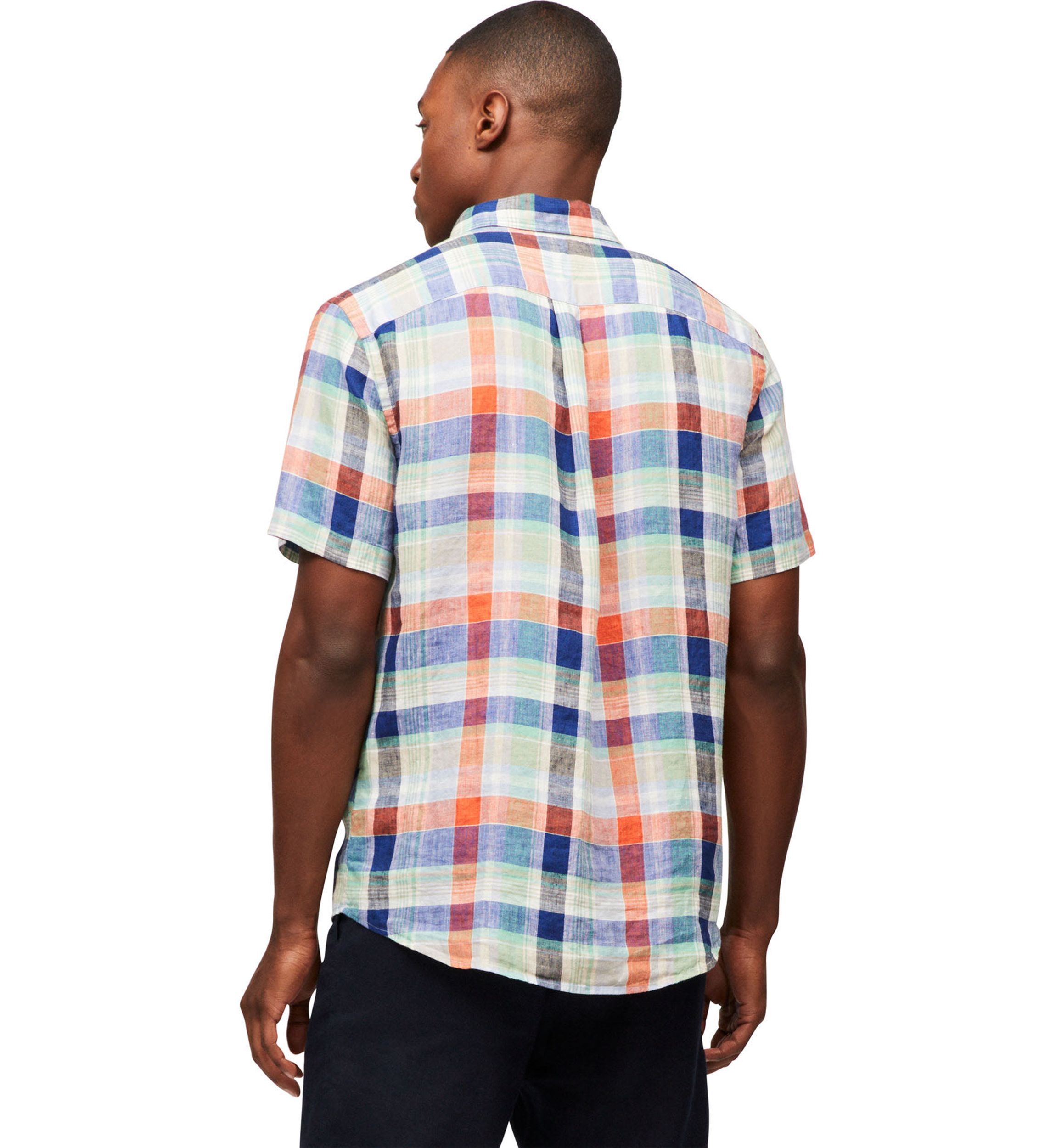 Linen Summer Madras Short Sleeve Relaxed Fit Shirt