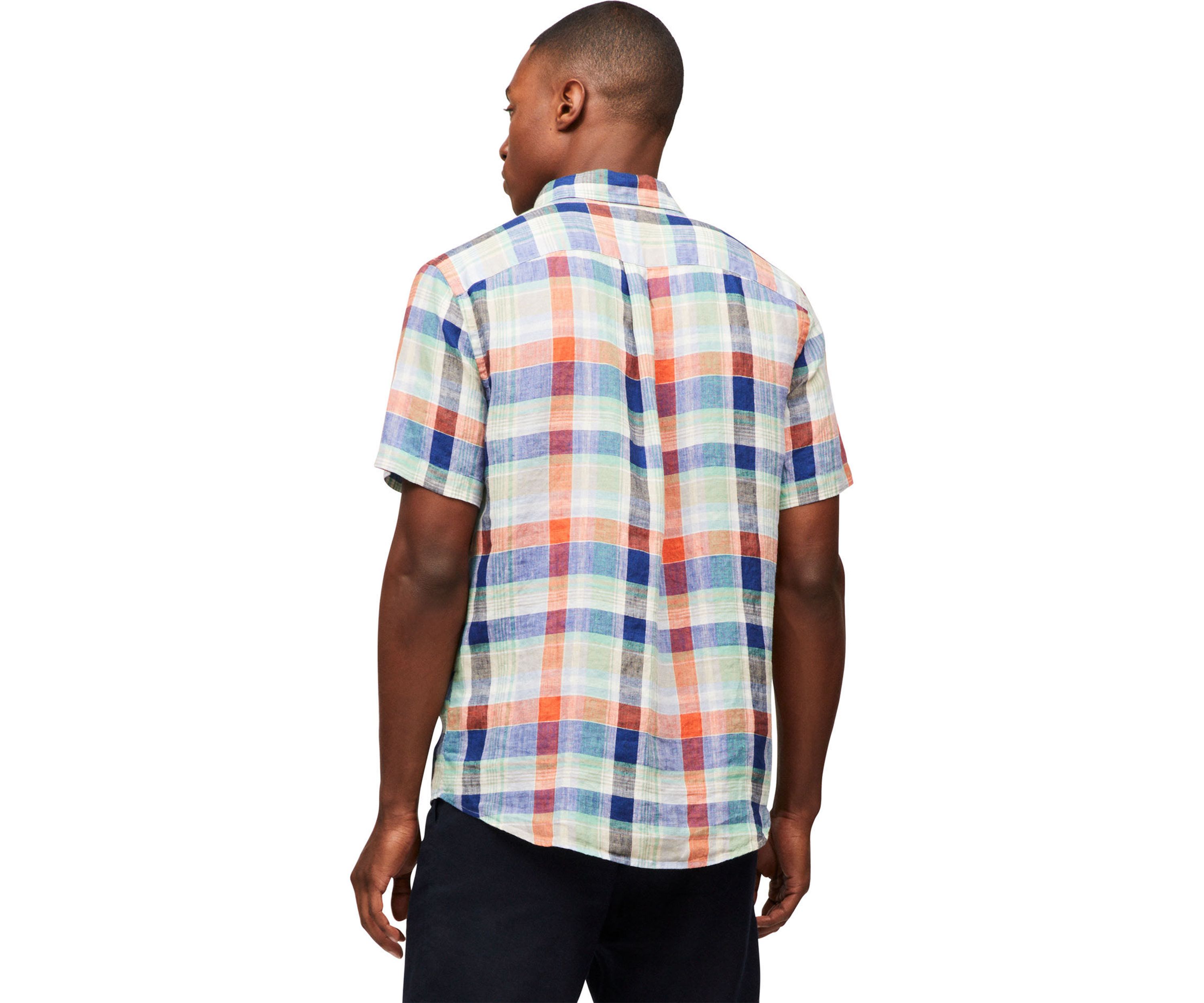 Linen Summer Madras Short Sleeve Relaxed Fit Shirt