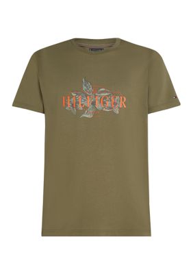 Tommy Hilfiger Men's Tropical Floral Logo T-Shirt, Green, 2XL