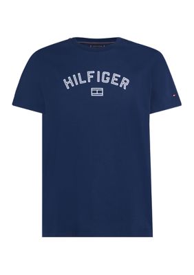 Tommy Hilfiger Men's Flock Logo Graphic T-Shirt, Navy Blue, 2XL
