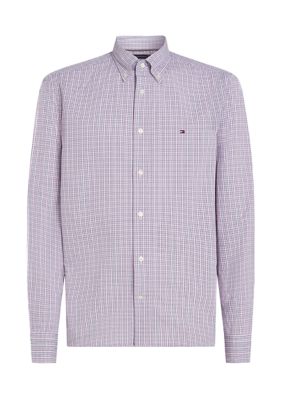 Tommy Hilfiger Men's Flex Poplin Small Tartan Shirt, Medium