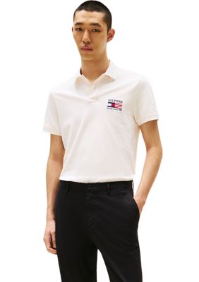 Tommy Hilfiger Men's Flag Logo Polo Shirt, Ivory, 2XL