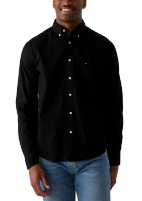 Tommy Hilfiger Men's Flex Poplin Shirt, Black, 2XL