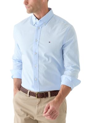 Tommy Hilfiger Men's Flex Poplin Shirt, Blue, 2XL