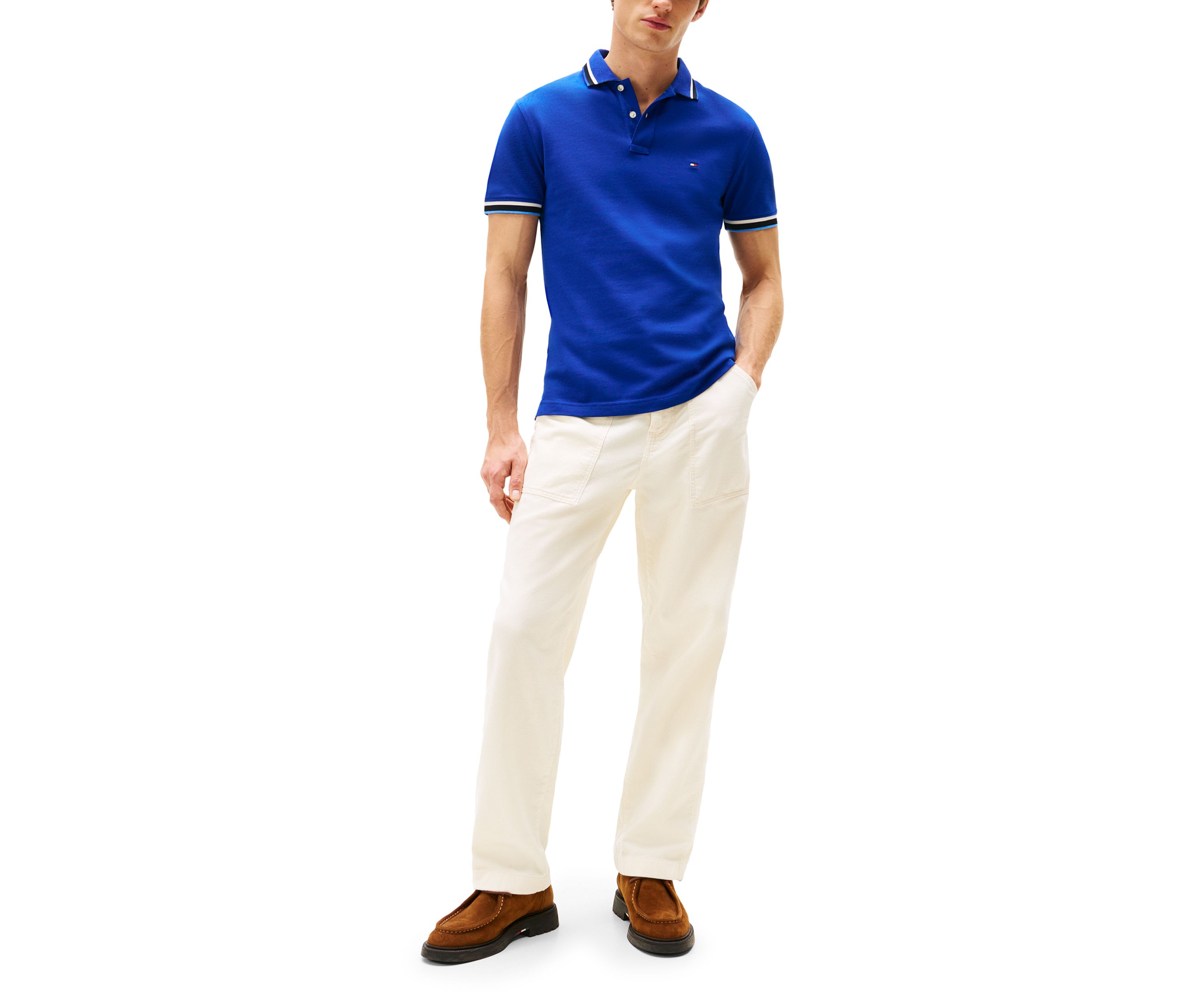 Slim Fit Flag Cuff Polo Shirt 