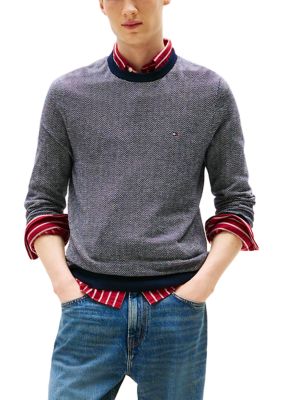 Tommy Hilfiger Men's Herringbone Crewneck Sweater, Medium