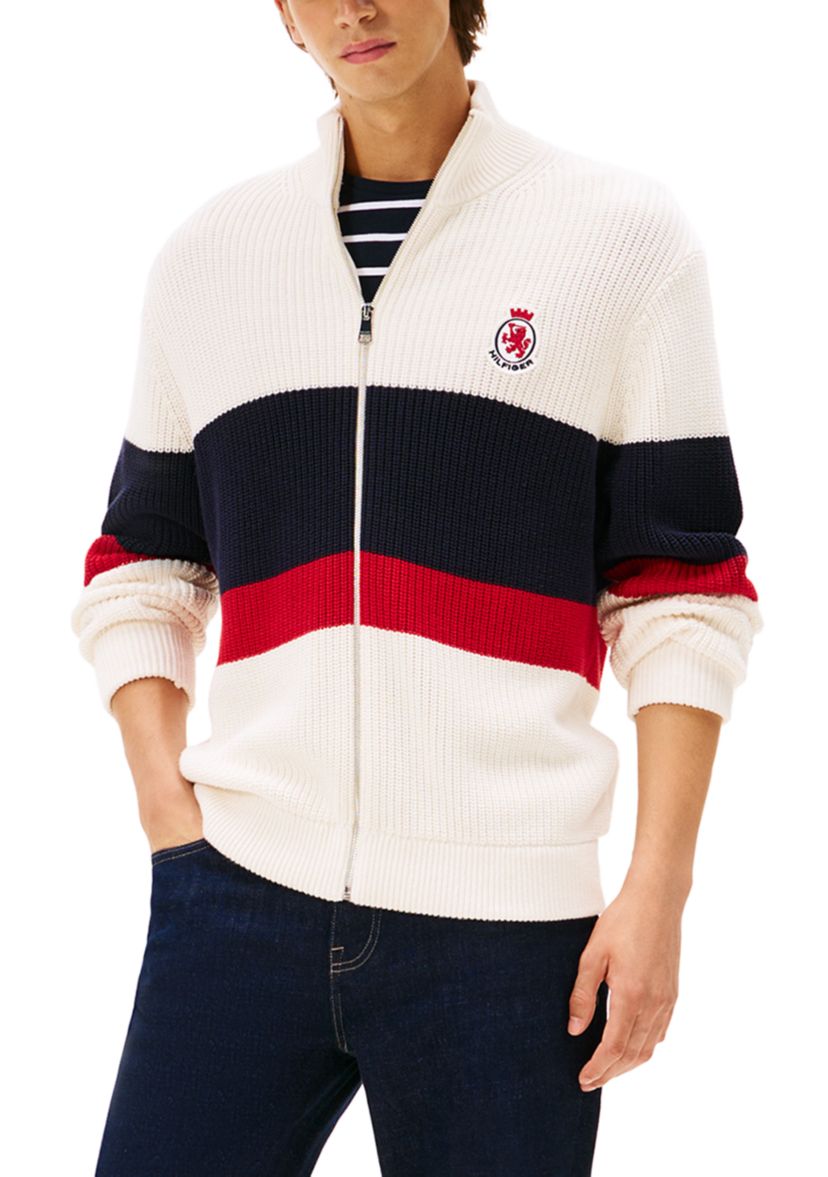 Chest Stripe Zip Sweater 