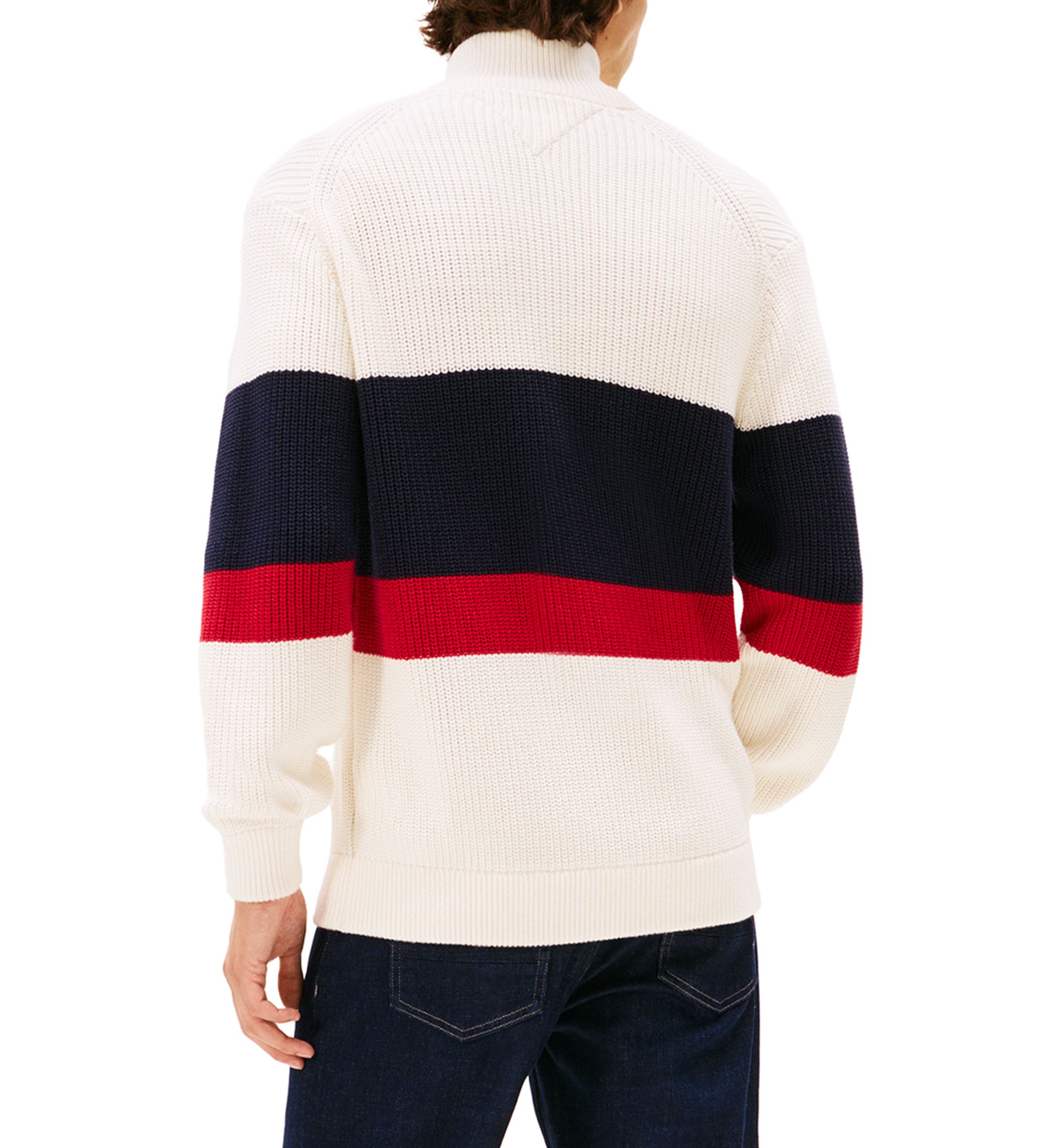 Chest Stripe Zip Sweater 