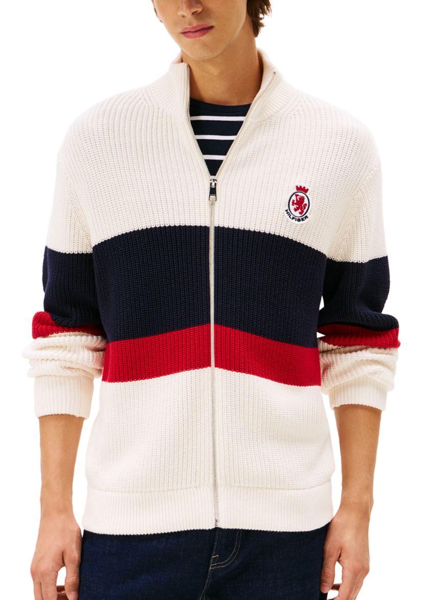 Chest Stripe Zip Sweater 