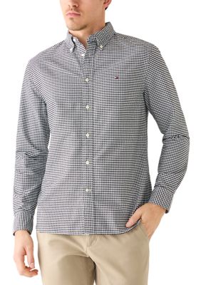 Tommy Hilfiger Men's Heritage Gingham Oxford Long Sleeve Shirt, Black, Small