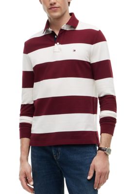 Tommy Hilfiger Men's Long Sleeve Rugby Stripe Classic Polo Shirt