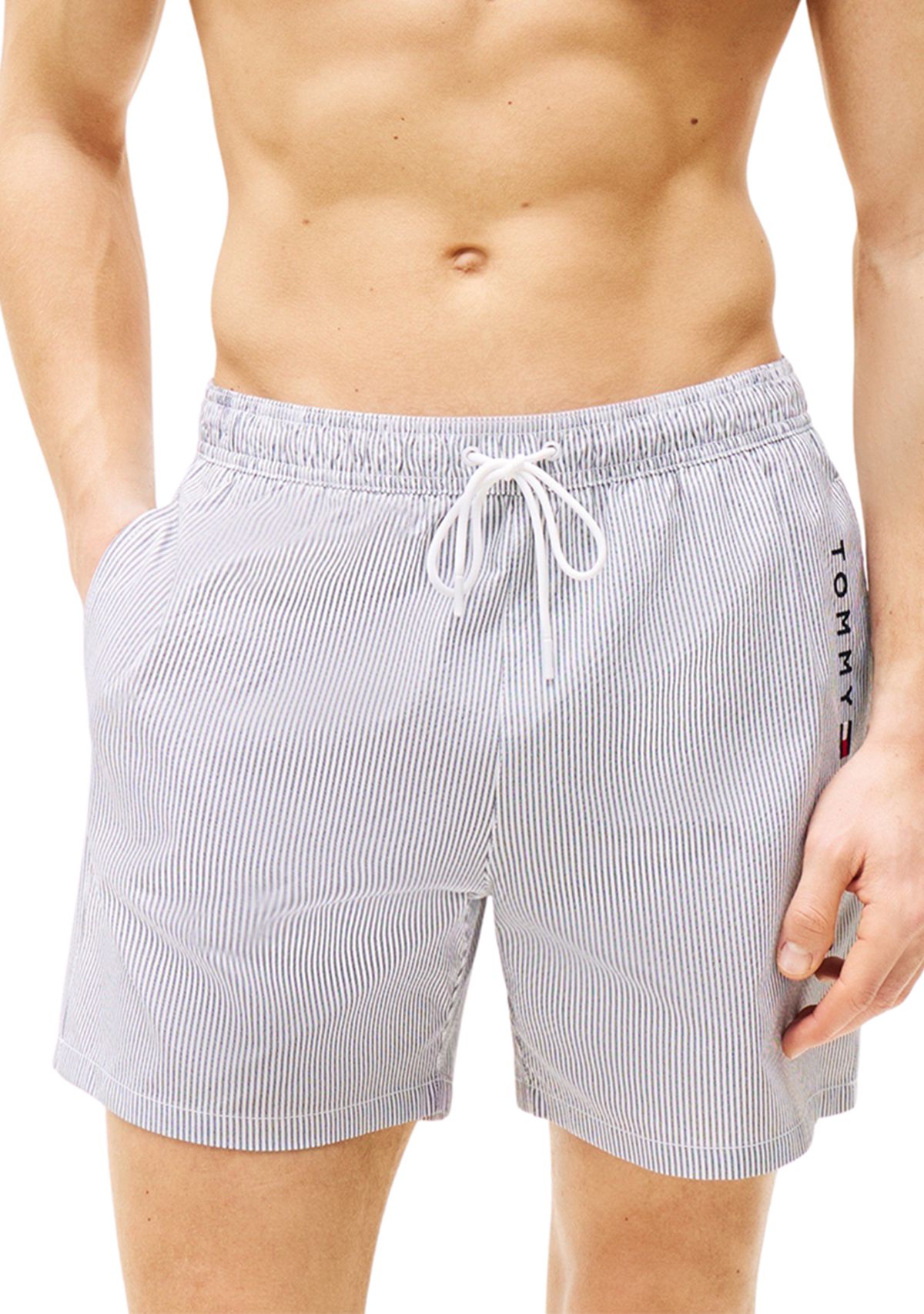 Medium Drawstring Striped Swim Trunks