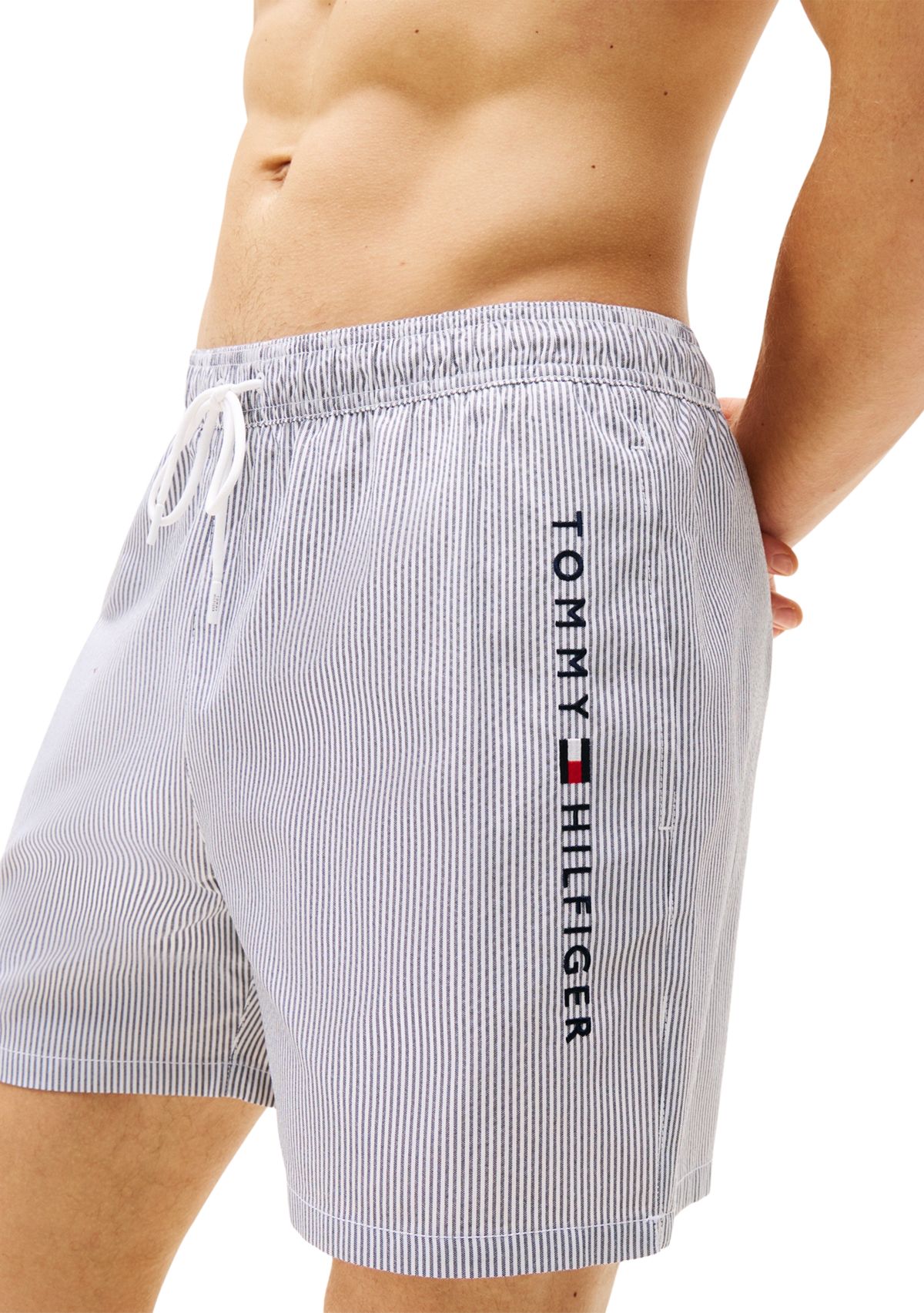 Medium Drawstring Striped Swim Trunks
