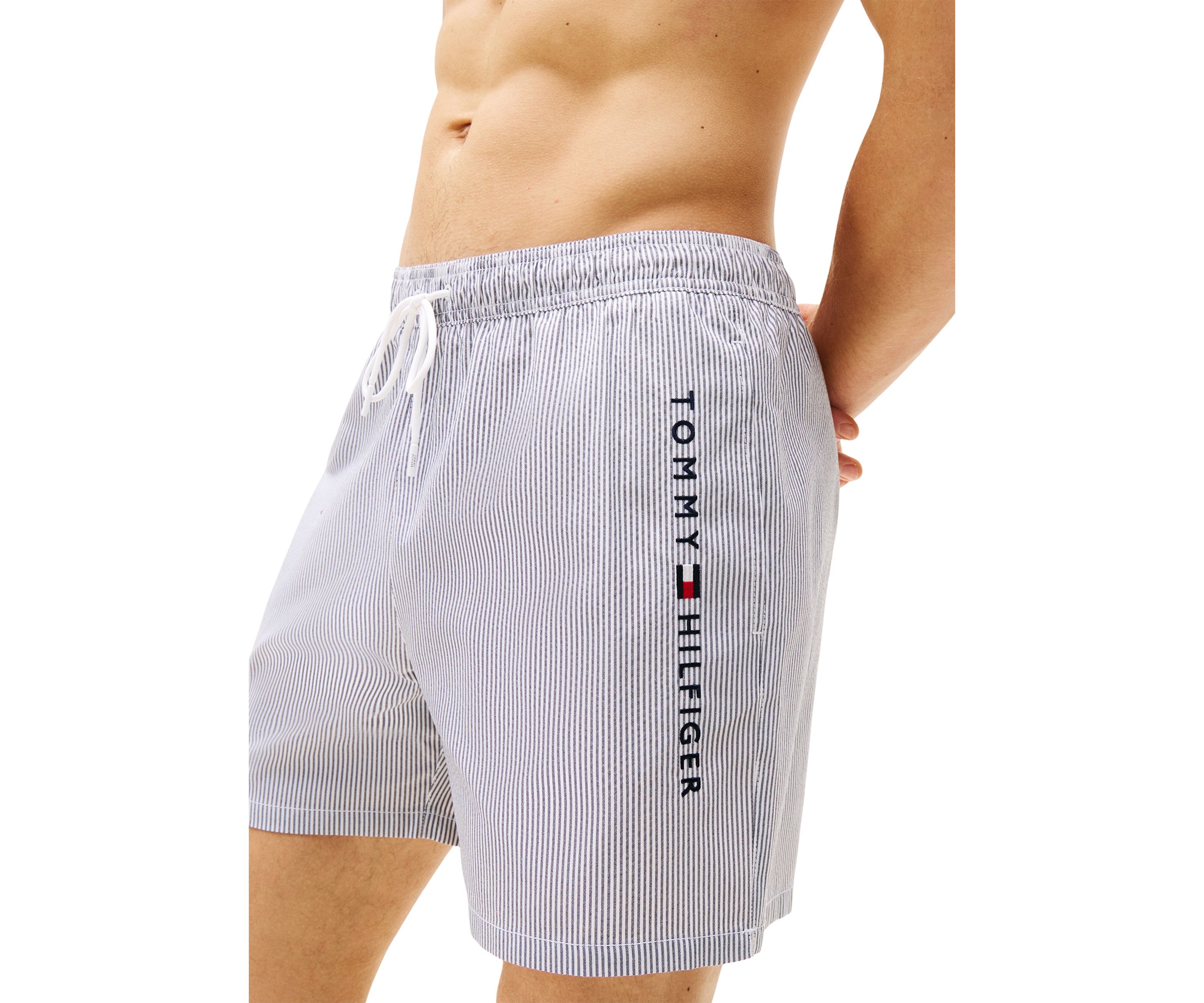 Medium Drawstring Striped Swim Trunks