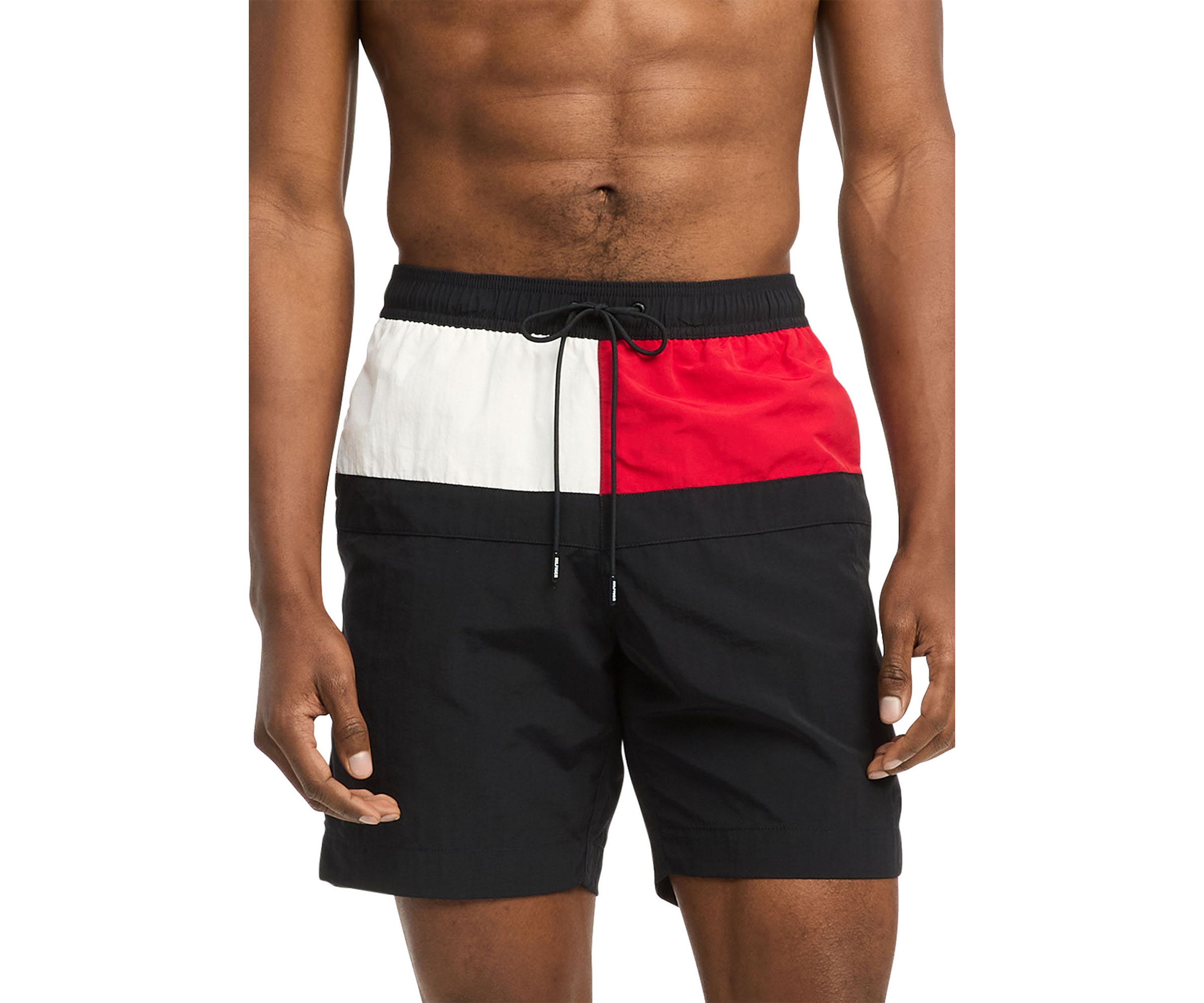 Drawstring Color Block Swim Trunks