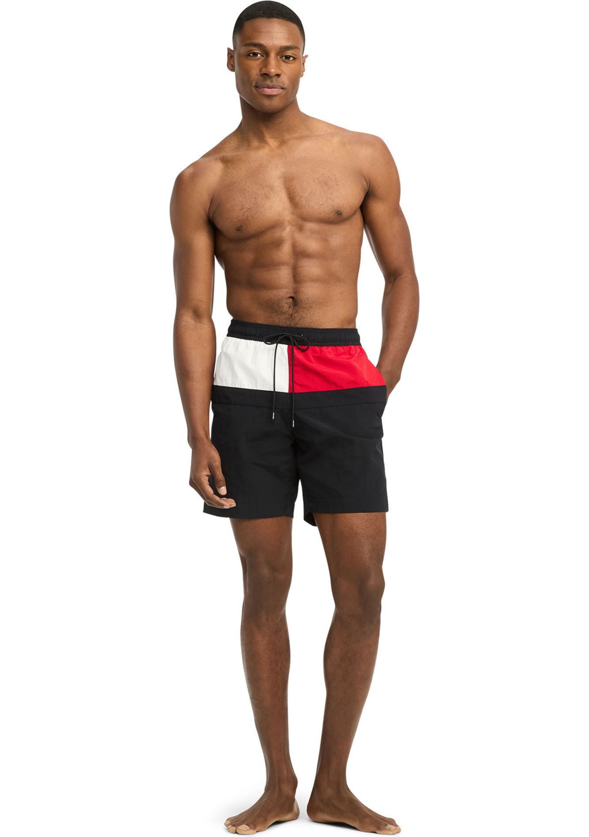Drawstring Color Block Swim Trunks