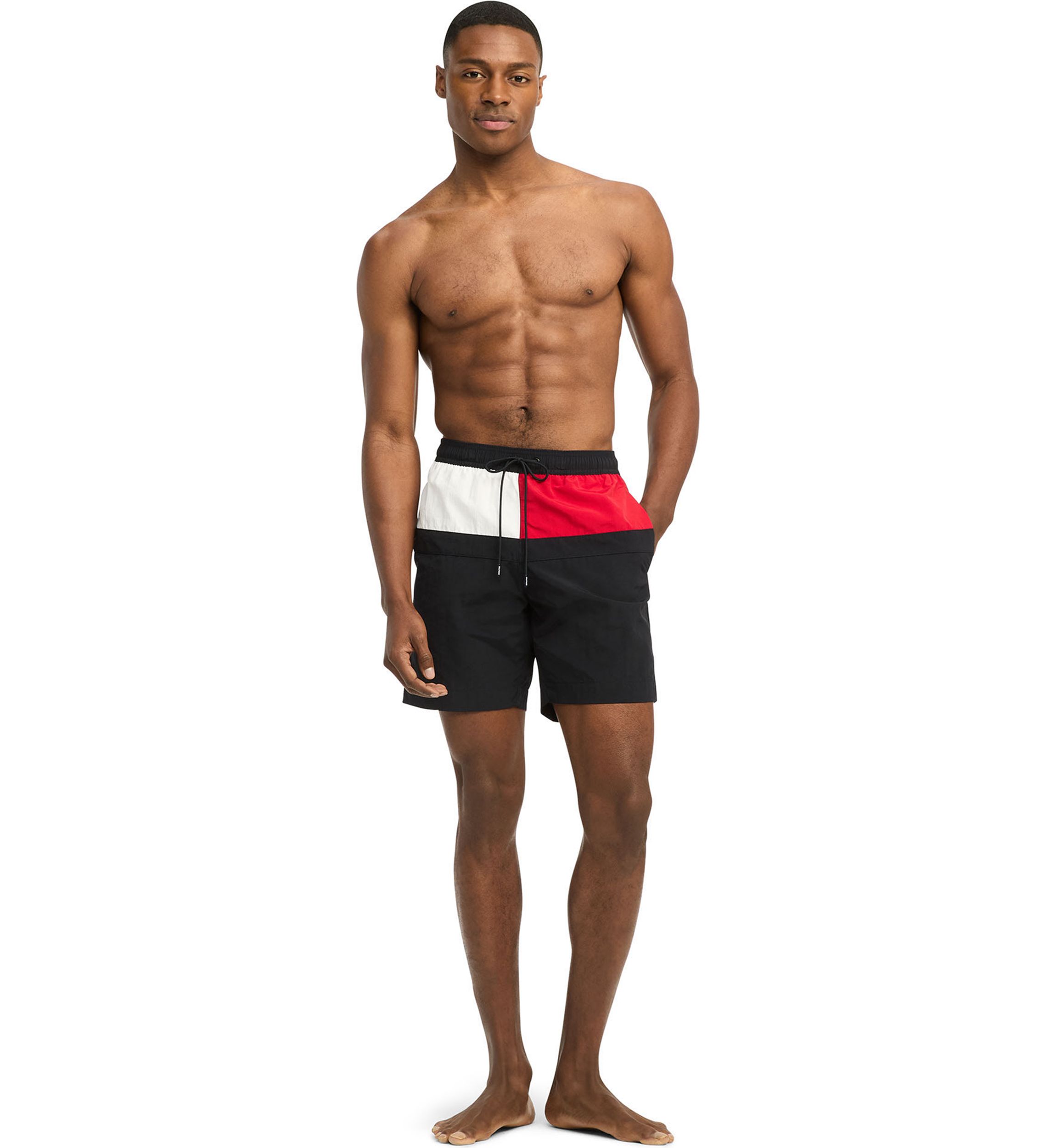 Drawstring Color Block Swim Trunks
