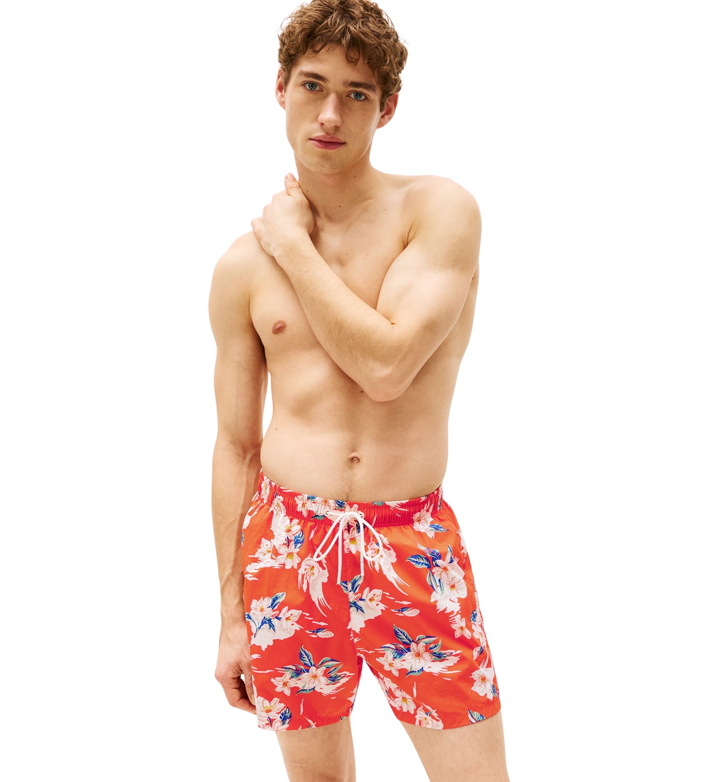 Tropical Print Swim Trunks