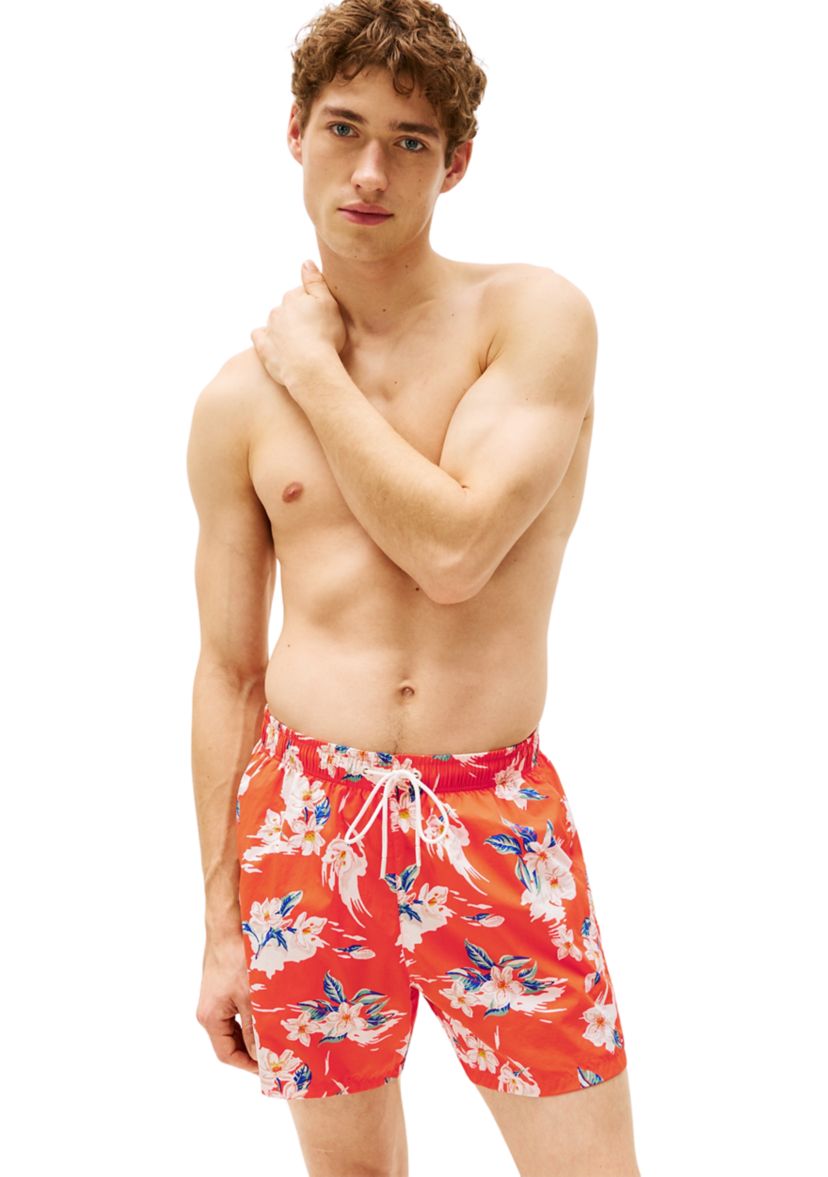 Tropical Print Swim Trunks