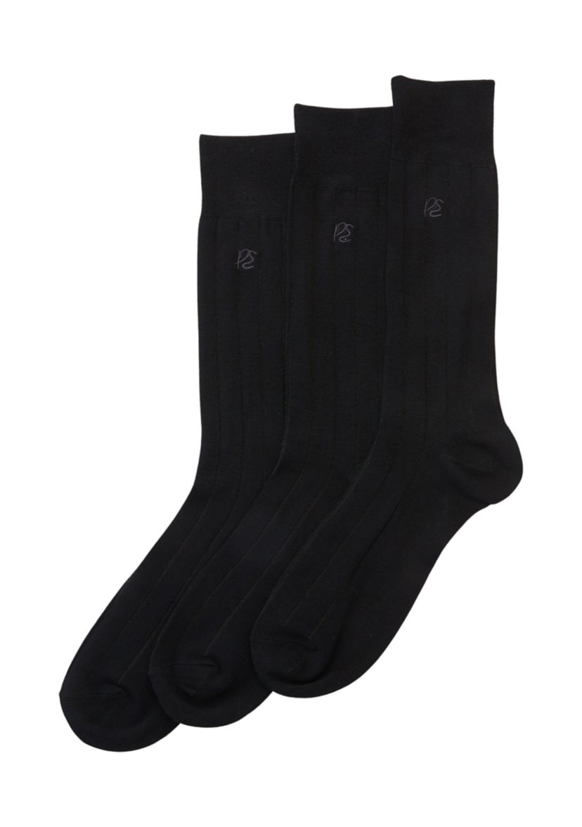 Solid 3-Pack of Crew Socks 