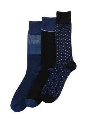 Perry Ellis Men's 3 Pack of Printed Crew Socks