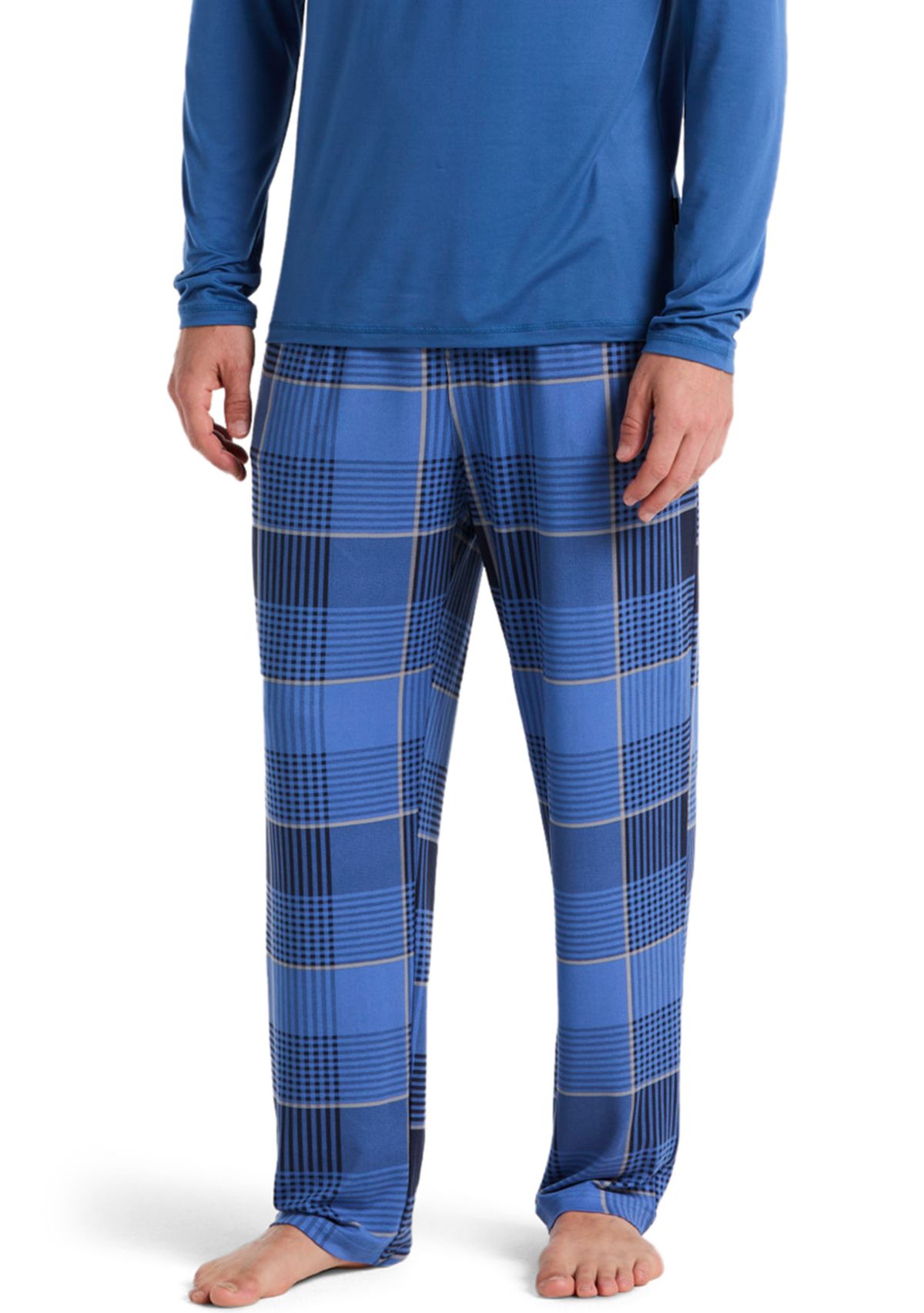 Mens Deluxe Touch Plaid Jersey Knit Pant