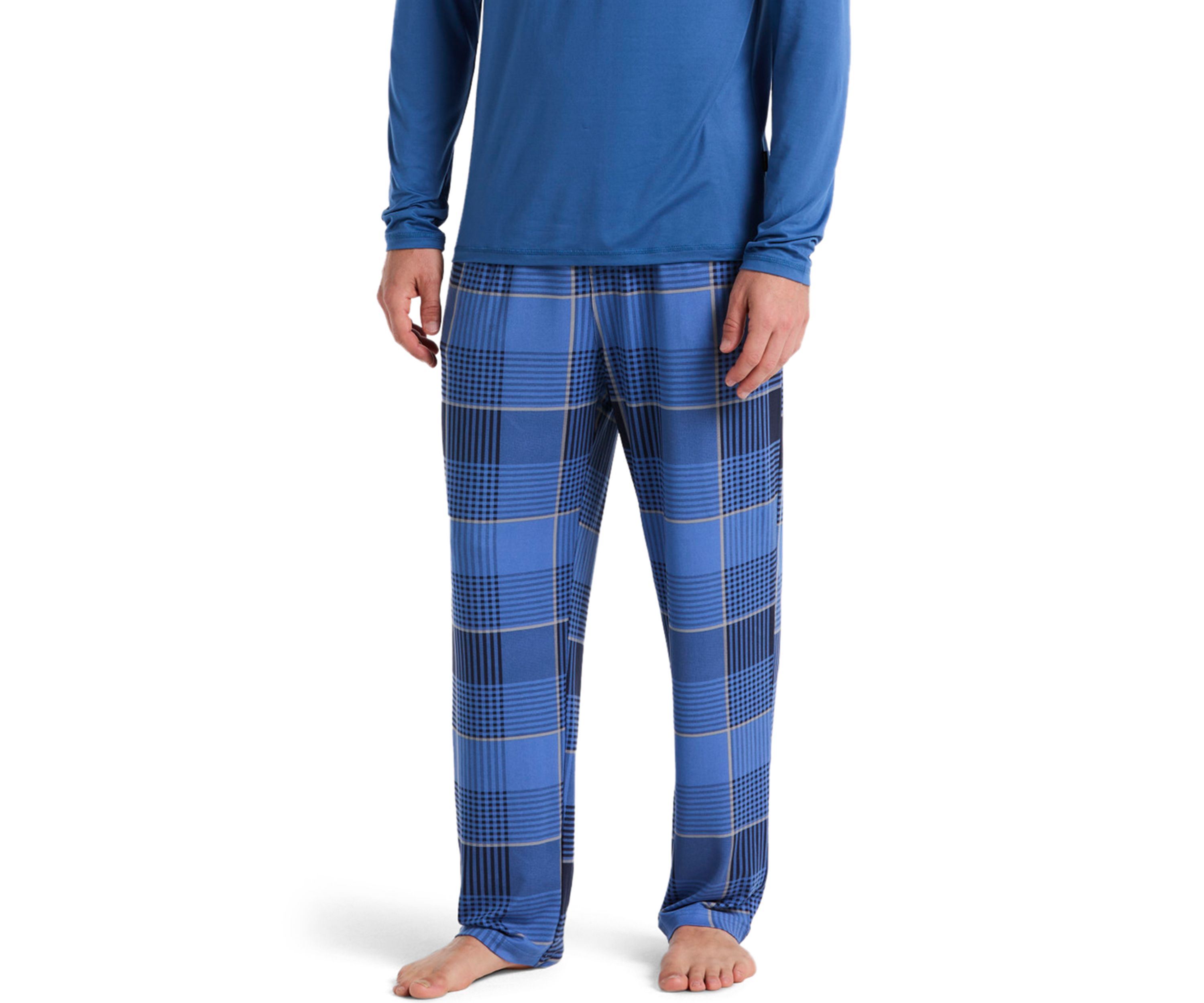 Mens Deluxe Touch Plaid Jersey Knit Pant