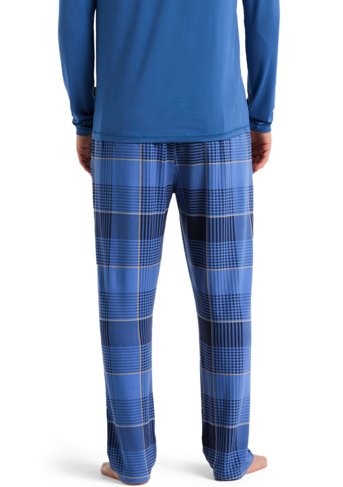 Mens Deluxe Touch Plaid Jersey Knit Pant