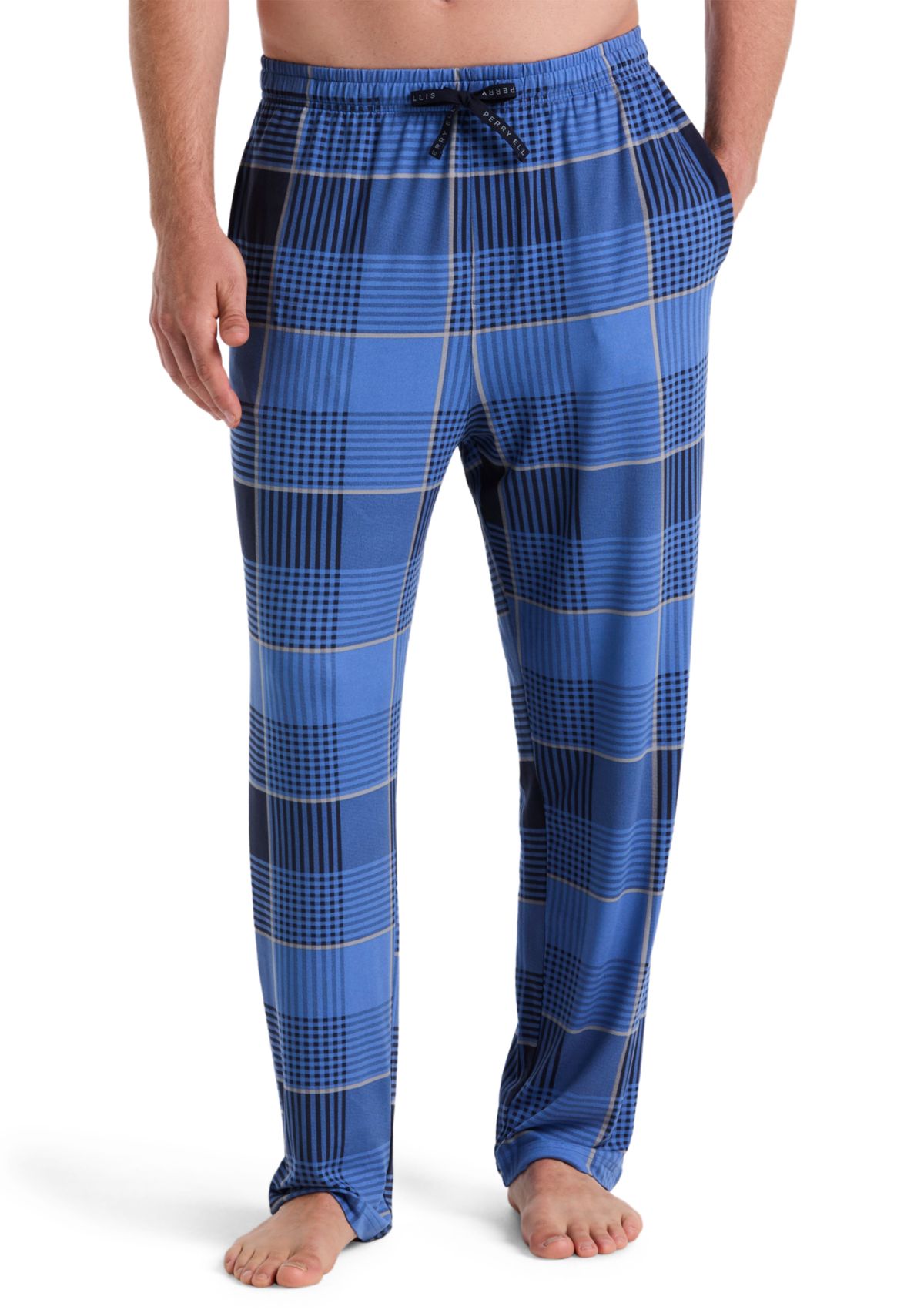Mens Deluxe Touch Plaid Jersey Knit Pant