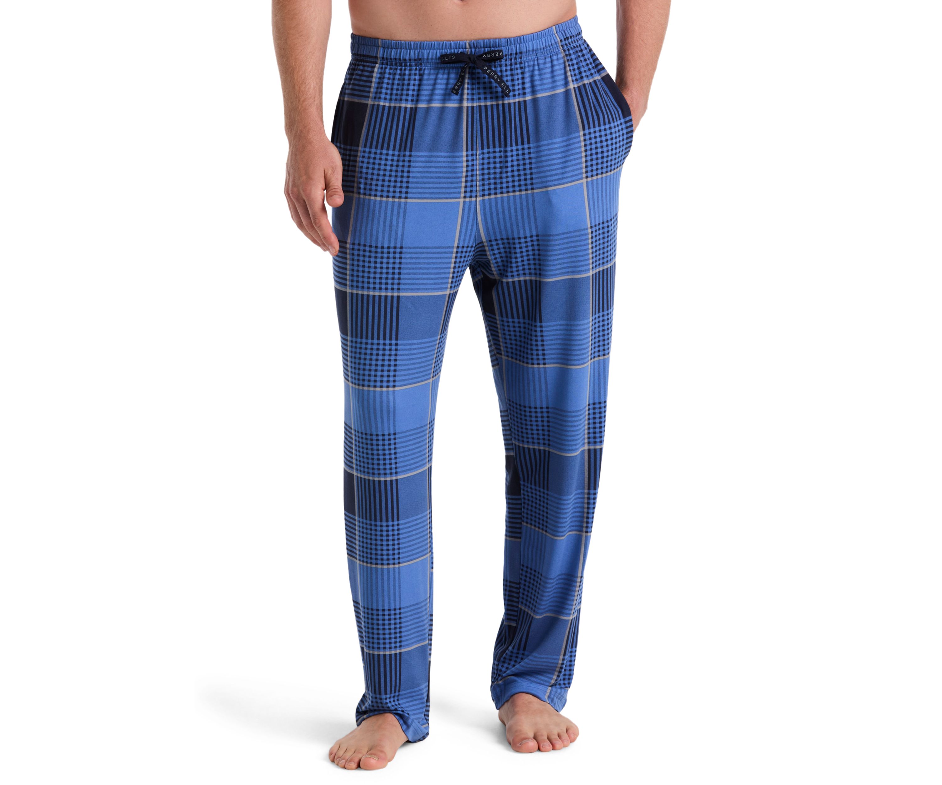 Mens Deluxe Touch Plaid Jersey Knit Pant