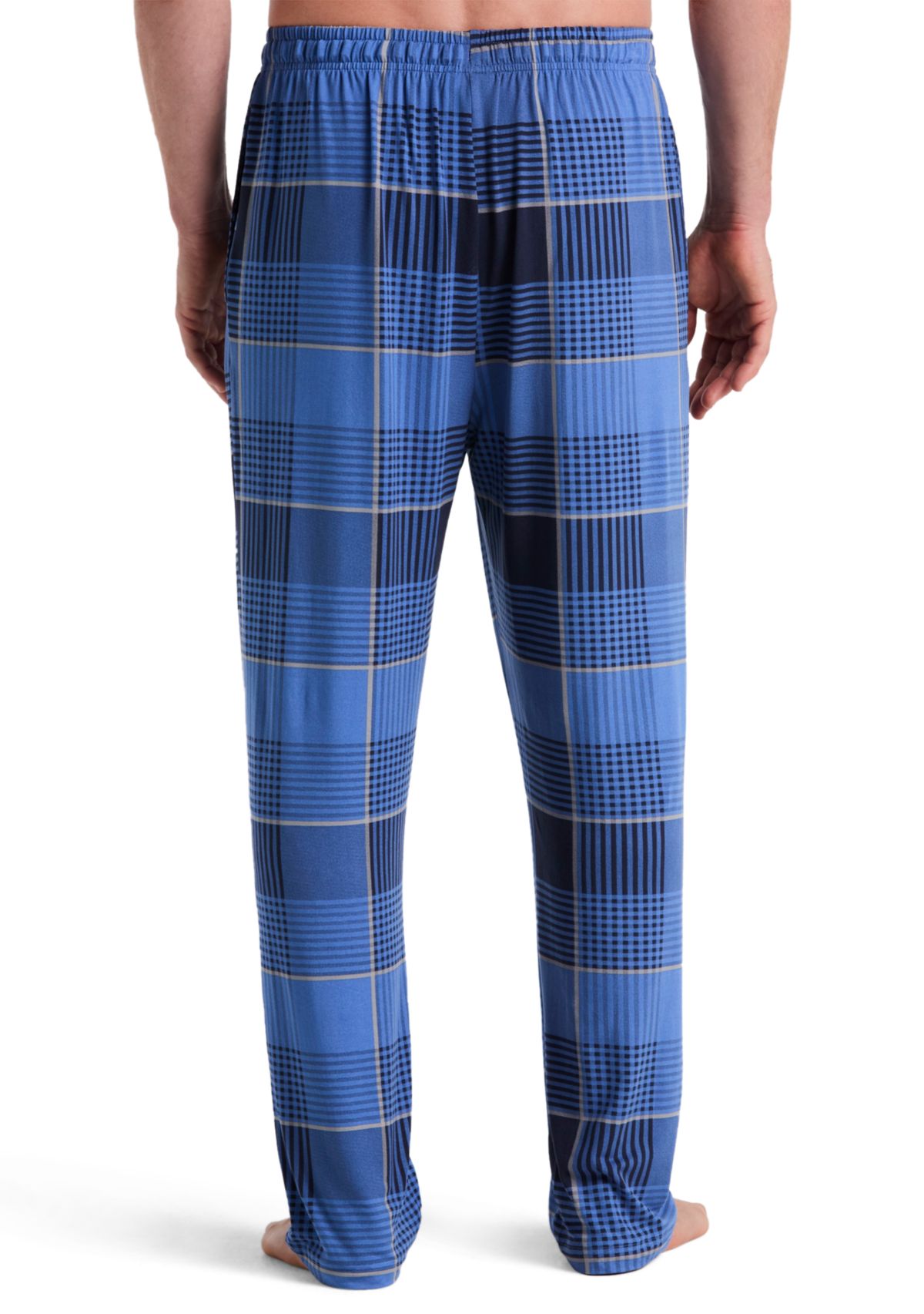 Mens Deluxe Touch Plaid Jersey Knit Pant