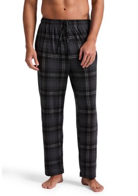 Savane Men's Deluxe Touch Plaid Pajama Pants, Black, Large