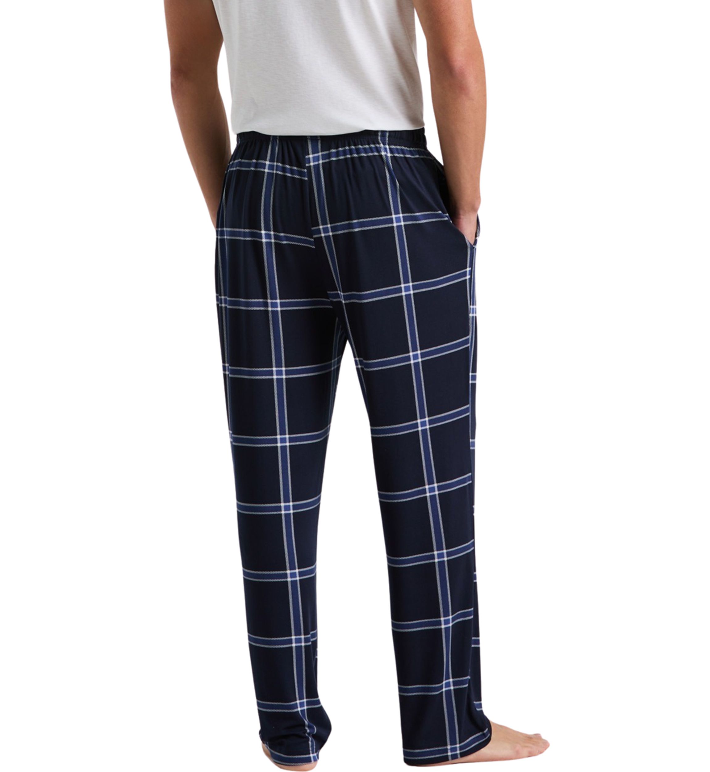 Navy Large-Scale Windowpane Pajama Pants 