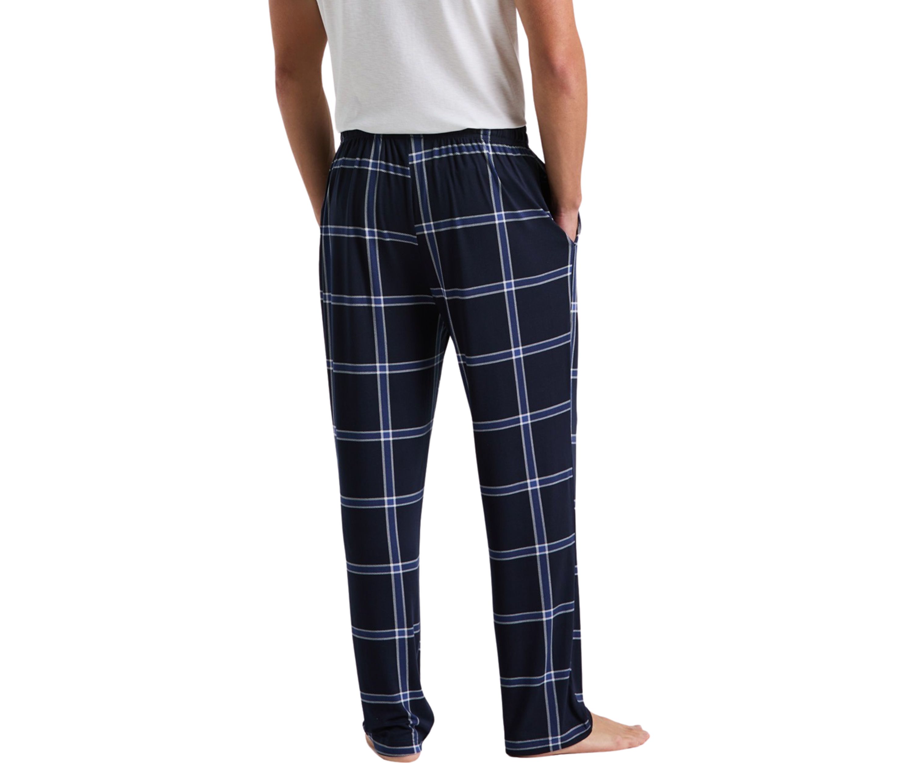 Navy Large-Scale Windowpane Pajama Pants 