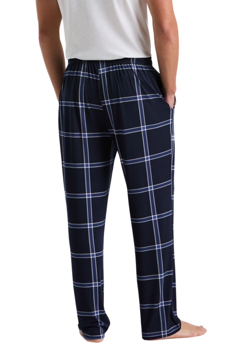 Navy Large-Scale Windowpane Pajama Pants 