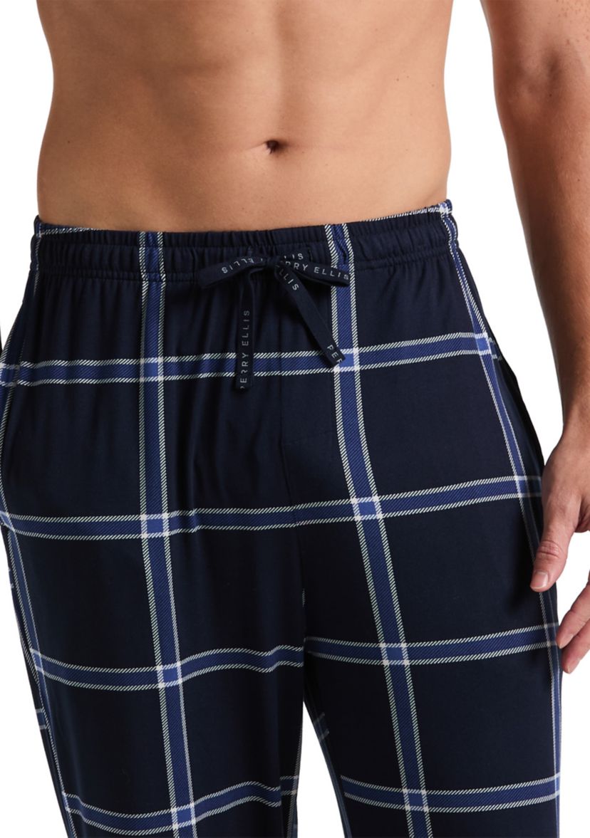 Navy Large-Scale Windowpane Pajama Pants 