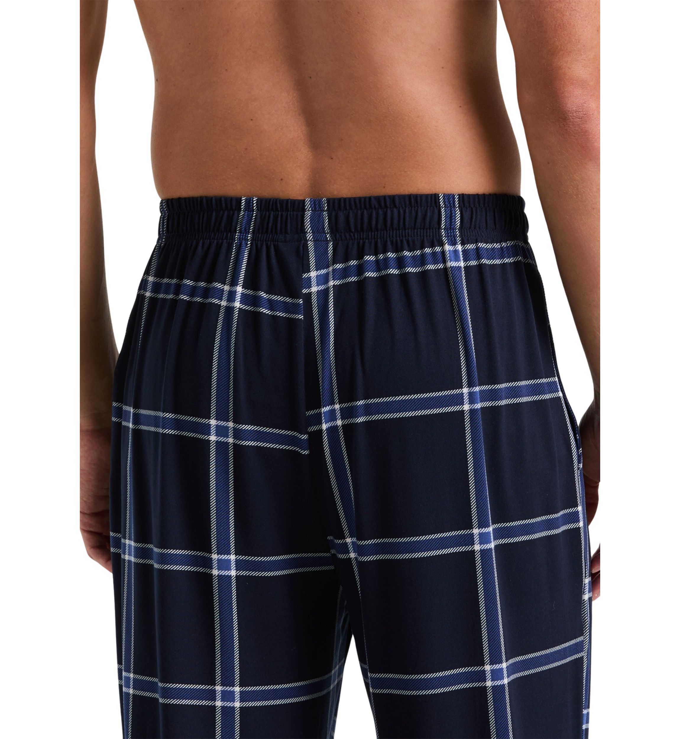 Navy Large-Scale Windowpane Pajama Pants 