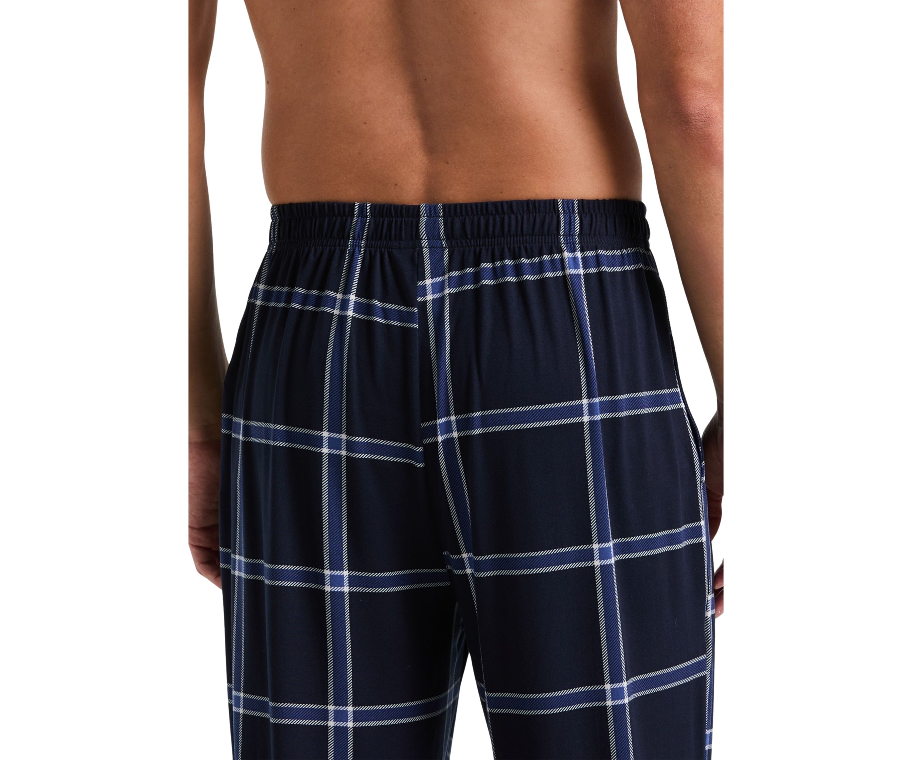 Navy Large-Scale Windowpane Pajama Pants 
