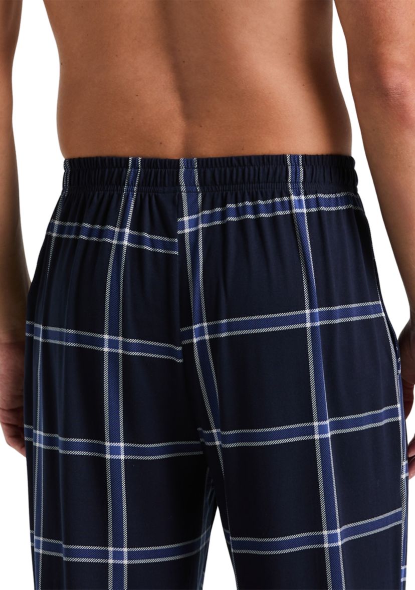 Navy Large-Scale Windowpane Pajama Pants 